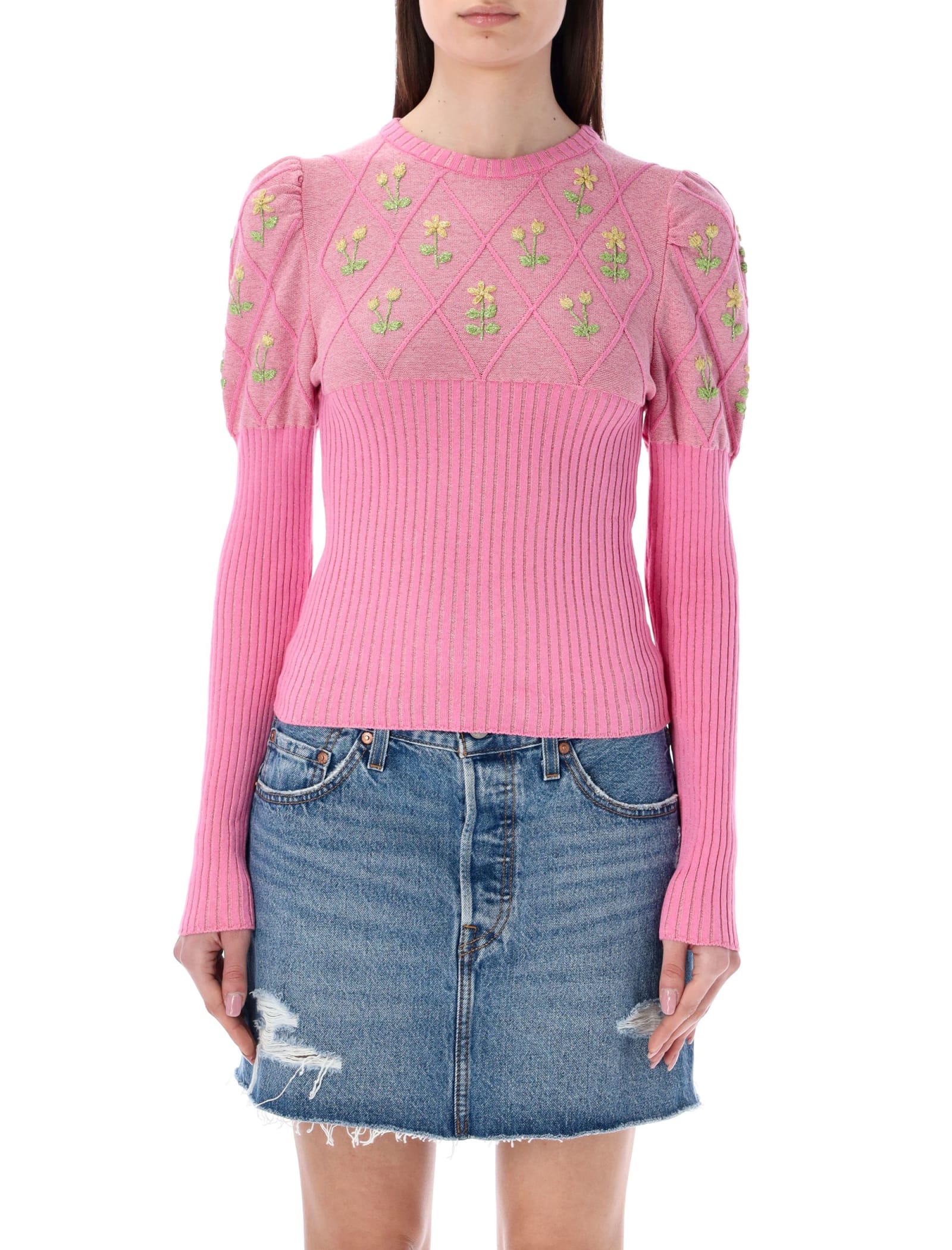 CORMIO KNITTED GLITTER SWEATER WITH EMBROIDERY