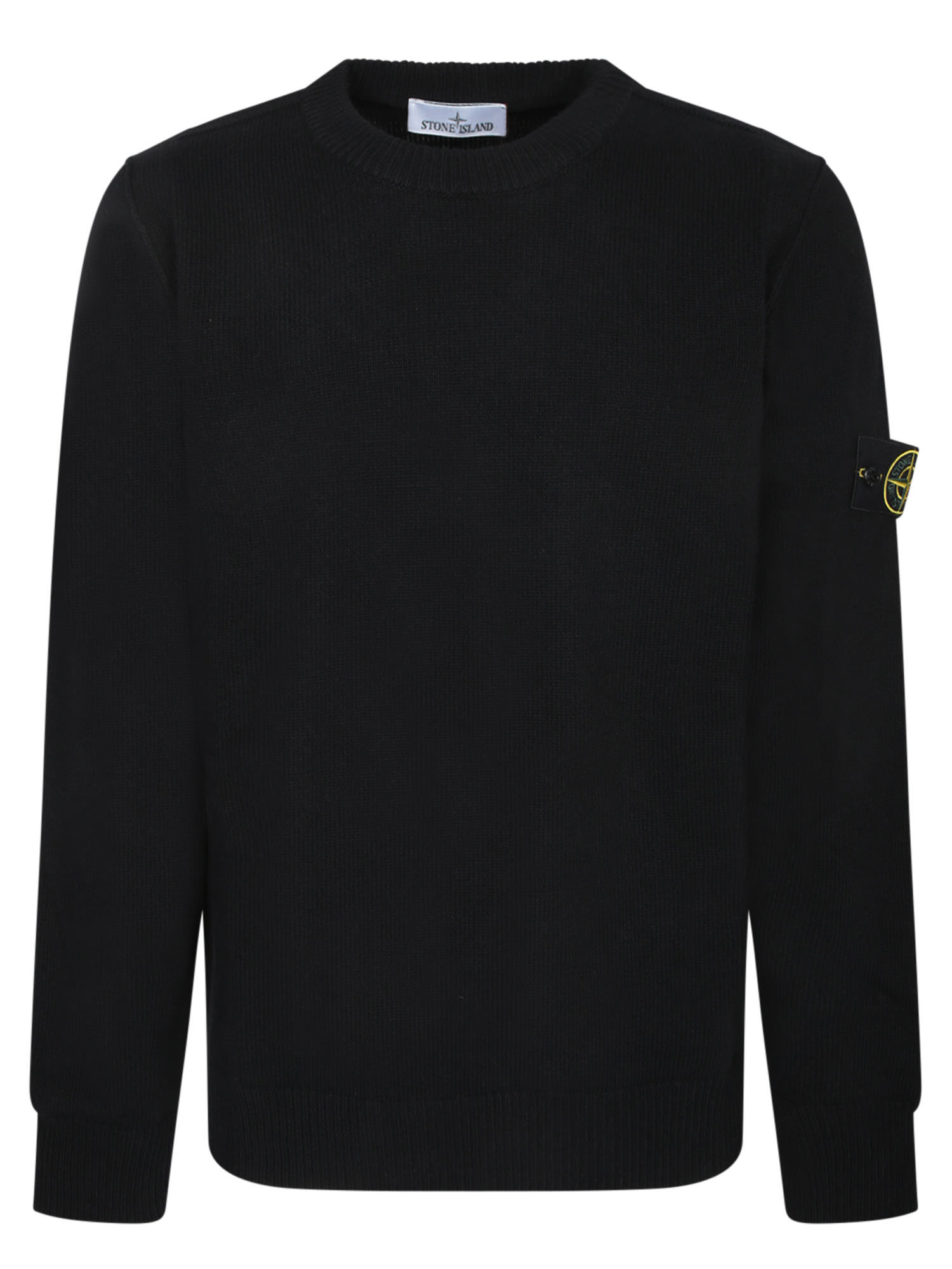 Stone Island Wool Crewneck Sweater In Black