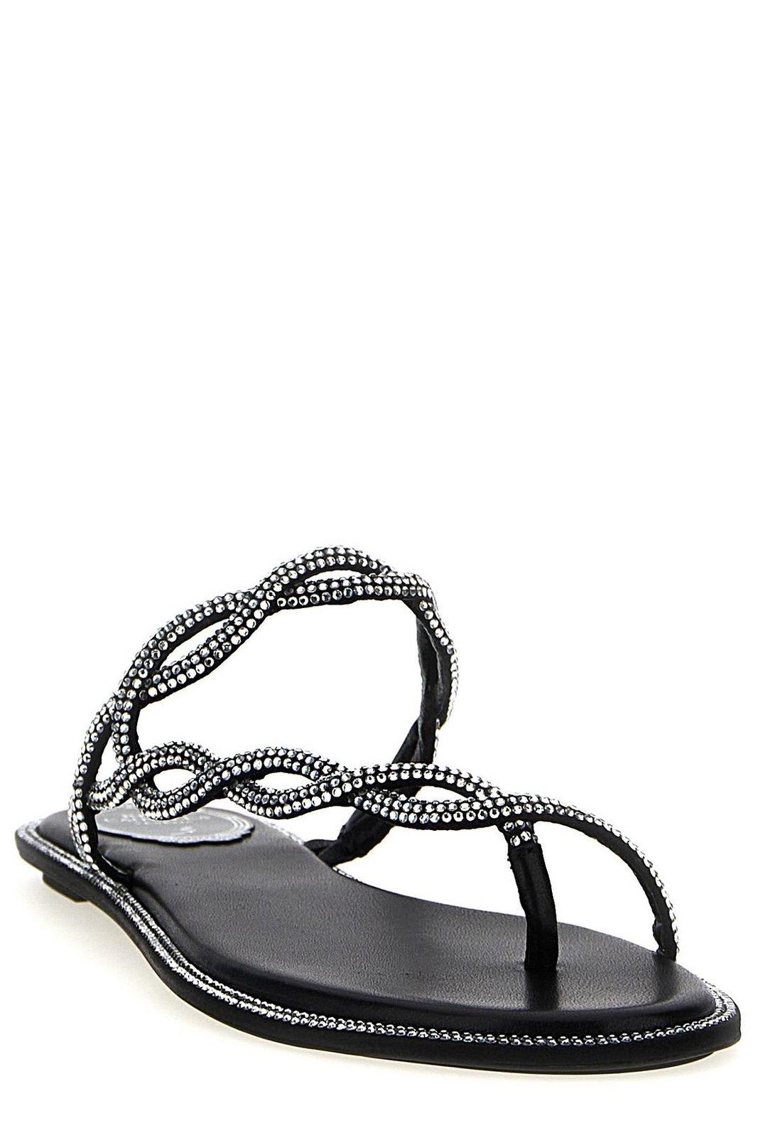 René Caovilla Embellished Slip-on Sandals In Multi