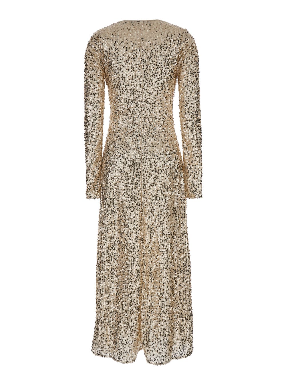 Shop Rotate Birger Christensen Net Sequins Midi Ls Dress In Metallic