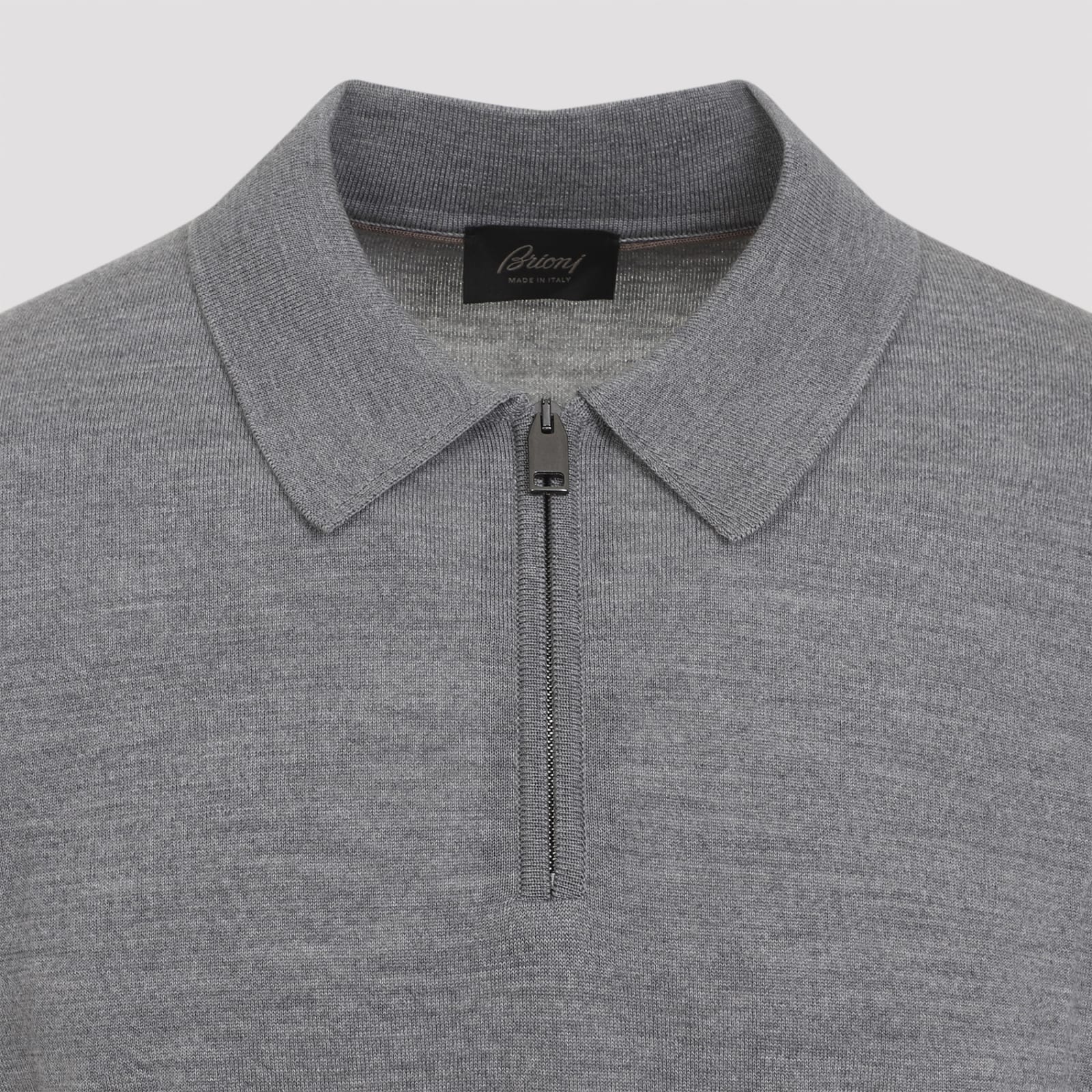 Shop Brioni Long Sleeves Zip Polo In Flannel