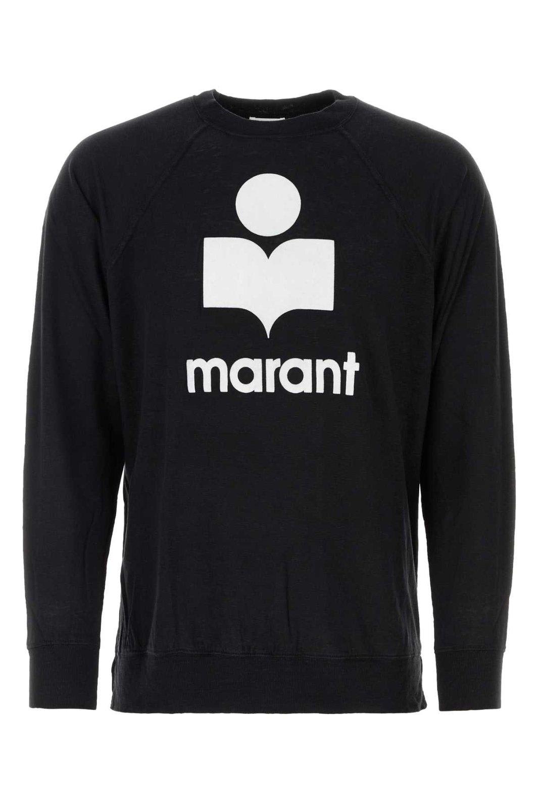 Shop Isabel Marant Logo Printed Long-sleeved Sweatshirt In Black