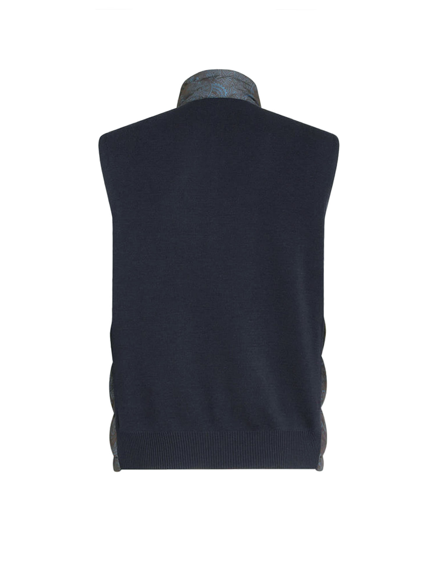 Etro Sleeveless Jacket With Wool Blend Insert In Blue