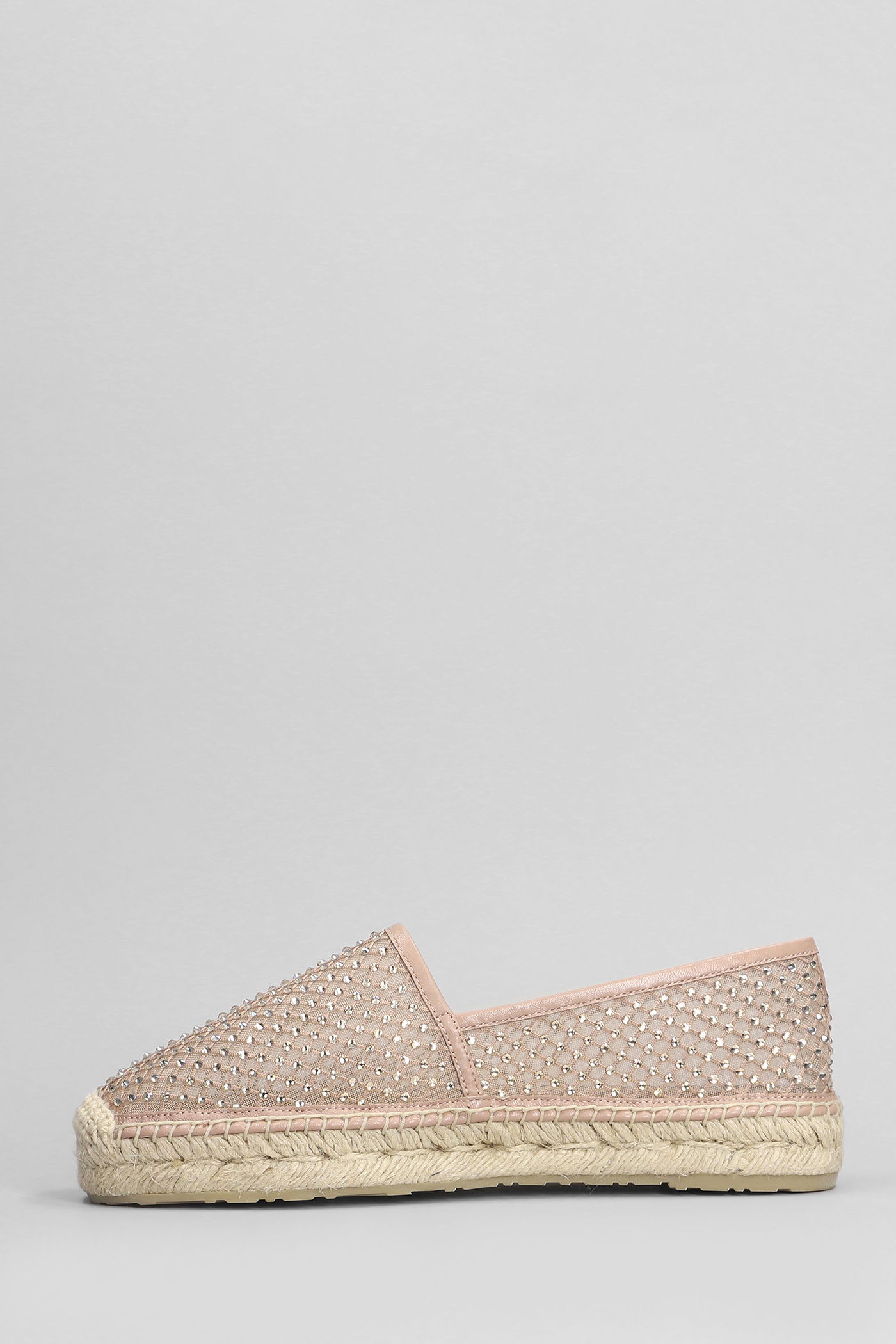 Lola Cruz Carmen Espadrilles In Powder Leather And Fabric In Brown