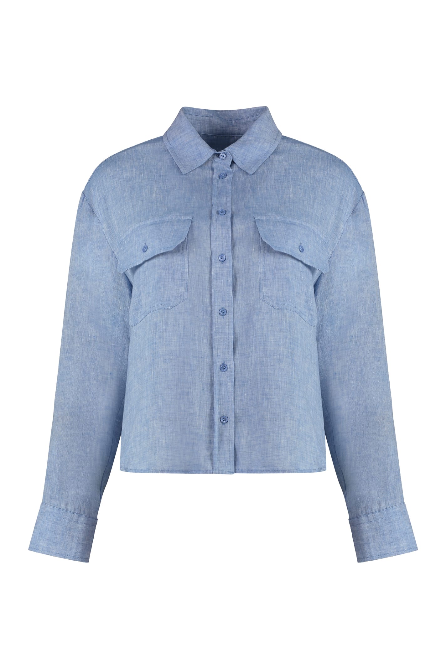Shop Weekend Max Mara Eureka Linen Shirt In Azzurro