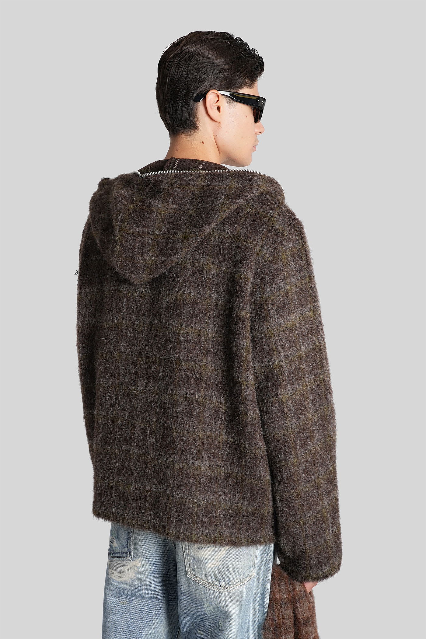 Our Legacy Check-pattern Wool-blend Sweatshirt In Brown