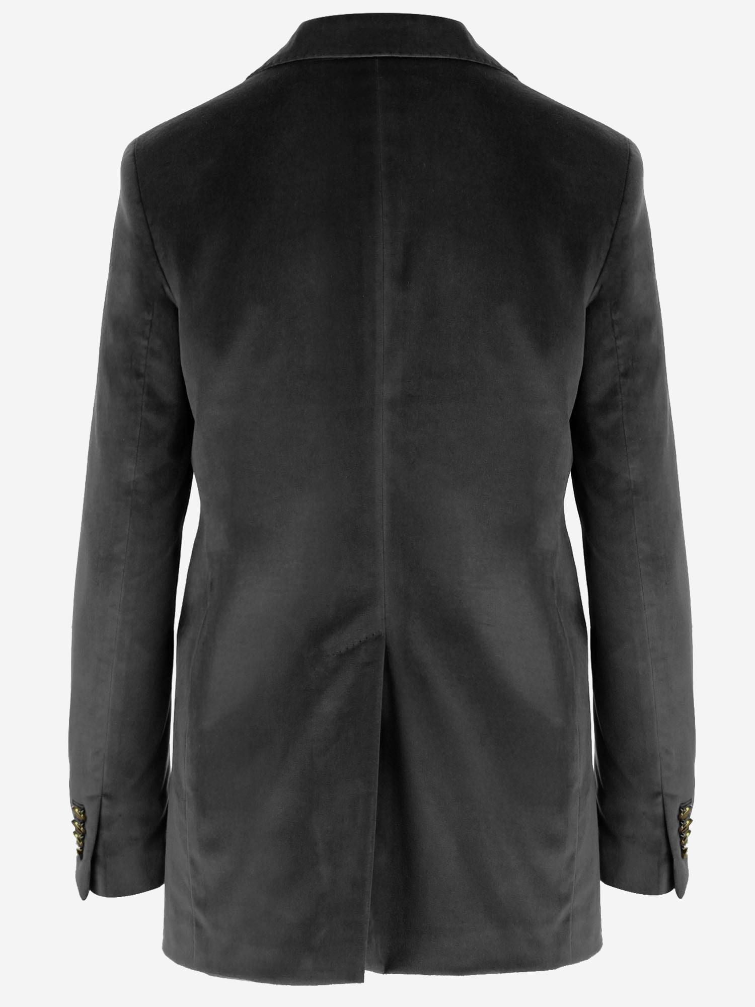 Tagliatore Single-breasted Jacket In Stretch Cotton Velvet In Gray
