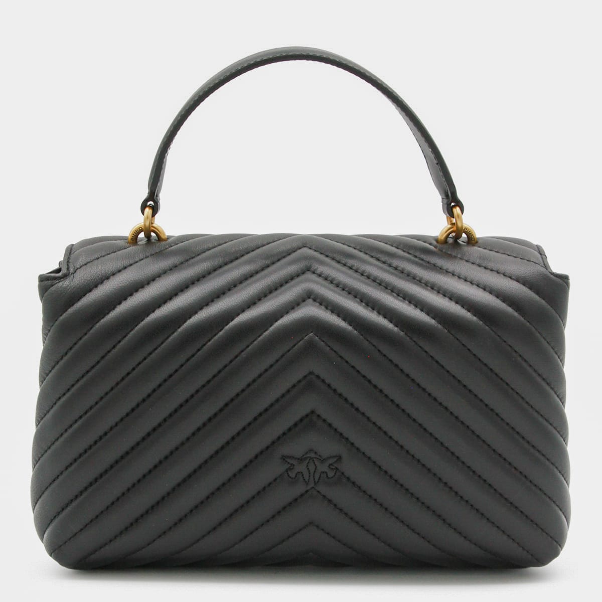 Pinko Foldover Quilted Shoulder Bag With Chain Strap In Black