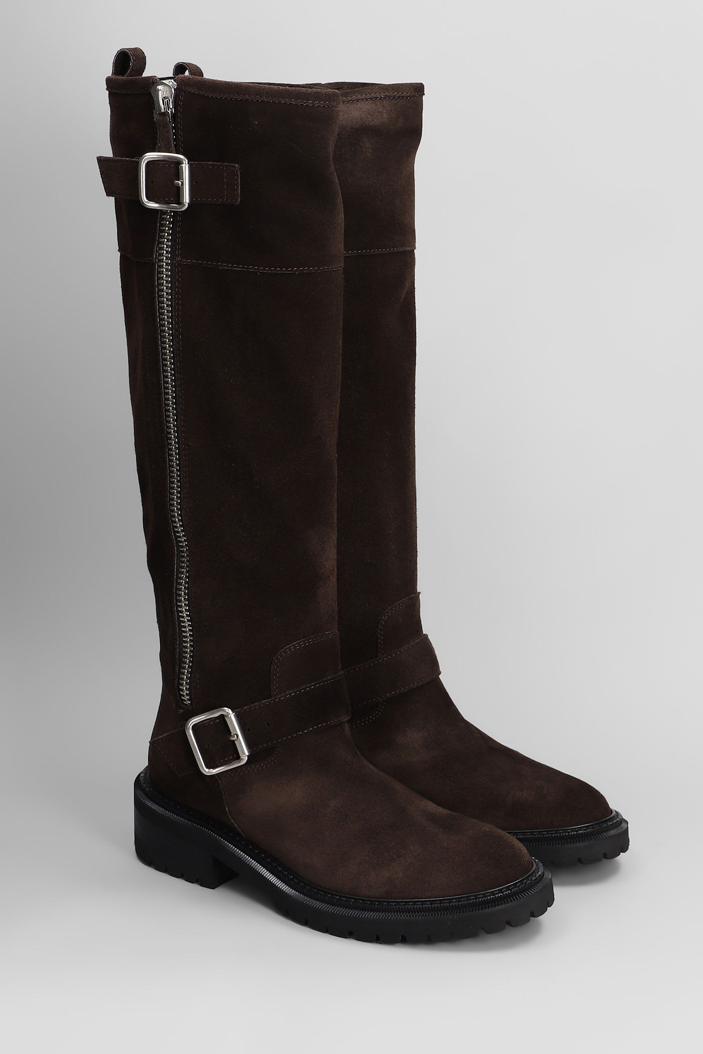 Via Roma 15 50mm Buckled Zip-fastening Biker Boots In Brown