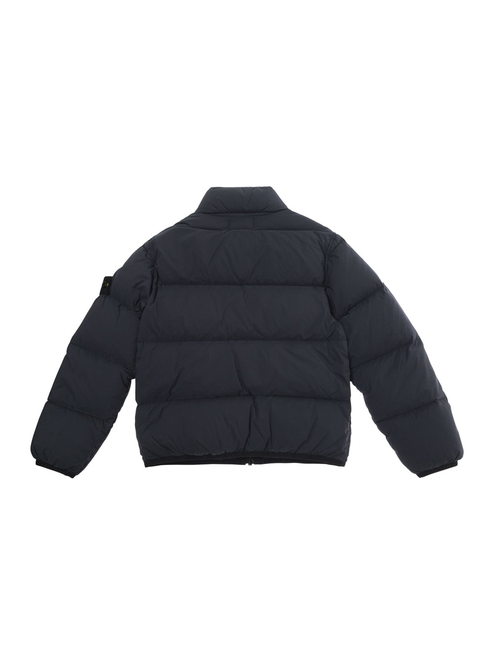 Stone Island Blue Down Jacket With Logo Patch In Polyamide Boy In Blu