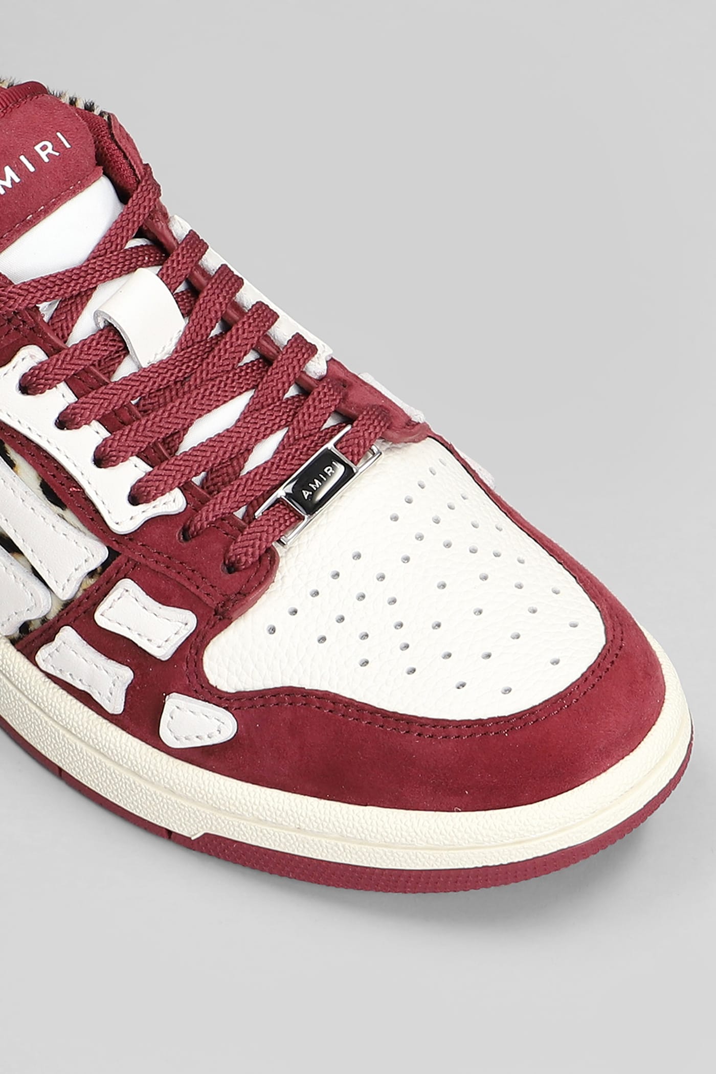 Shop Amiri Leopard Skel Top Low Sneakers In Bordeaux Leather