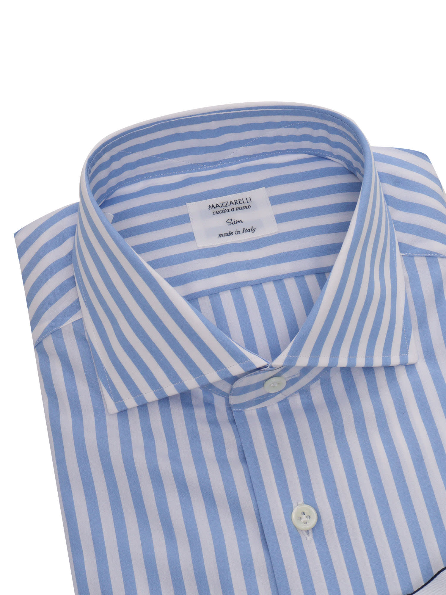 Shop Mazzarelli Light Blue Striped Shirt In White