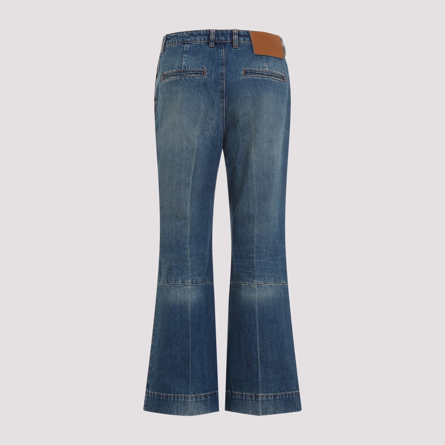 Shop Victoria Beckham Cropped Kick Jeans In Indigrey Wash