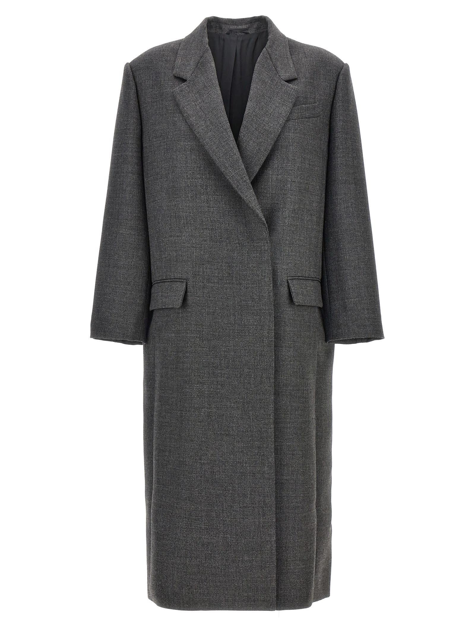 Shop Brunello Cucinelli Double-breasted Coat In Gray