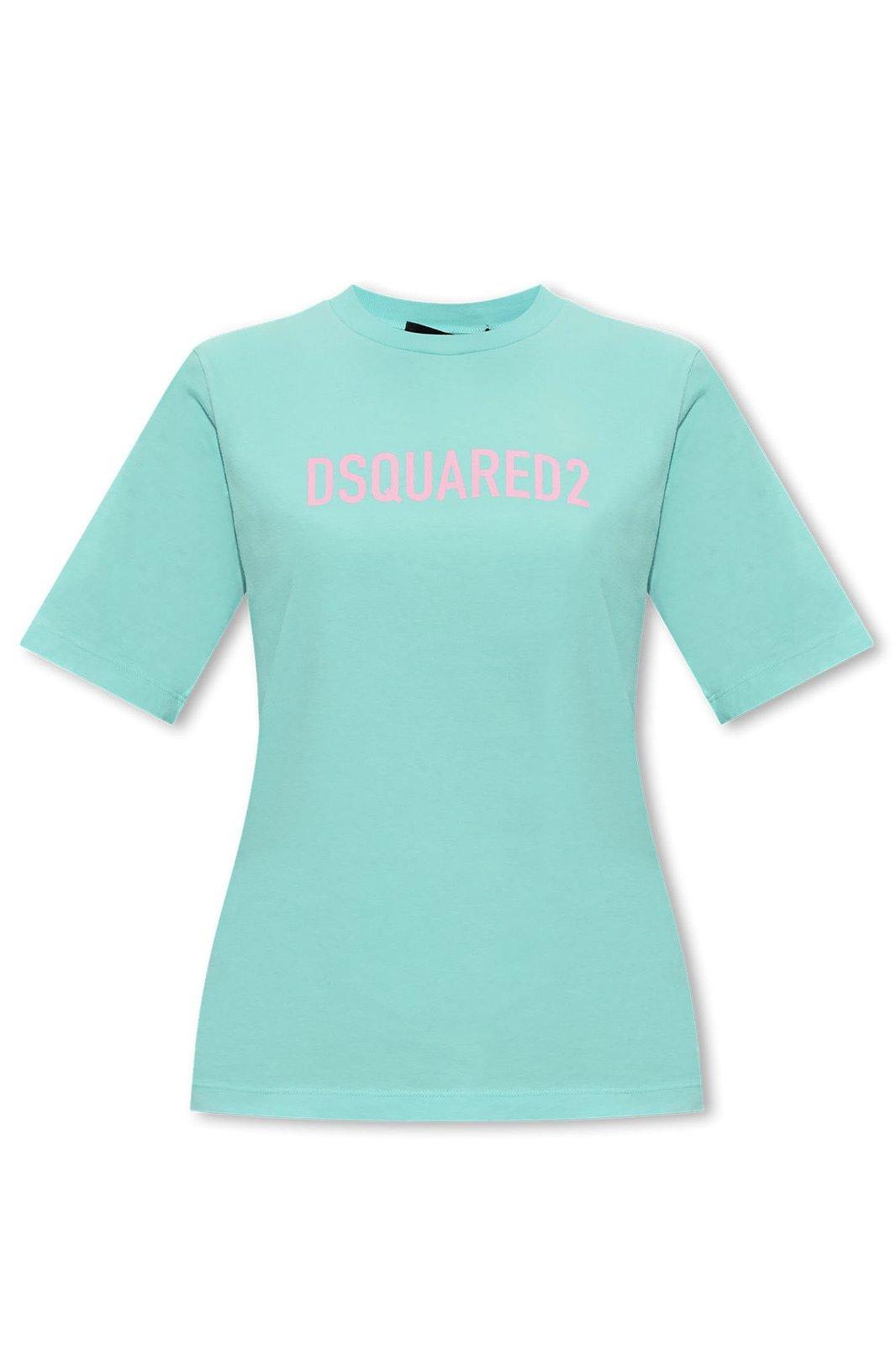 Shop Dsquared2 Logo Printed Crewneck T-shirt In Clear Blue