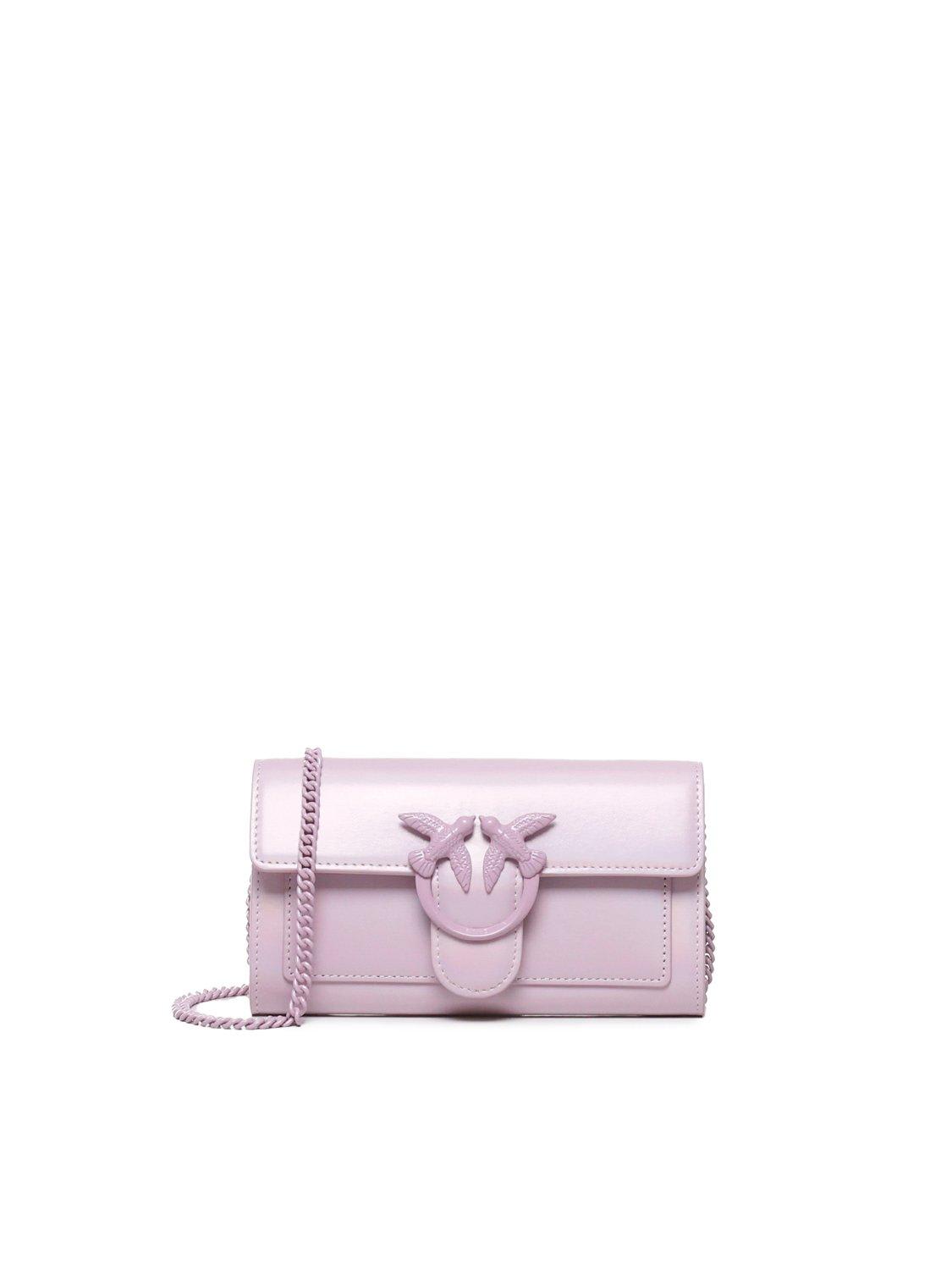 Shop Pinko Love One Chain Wallet In Lilla-block Color