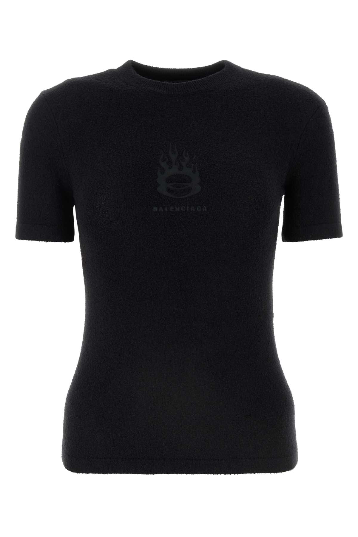 Shop Balenciaga Black Terry Fabric T-shirt