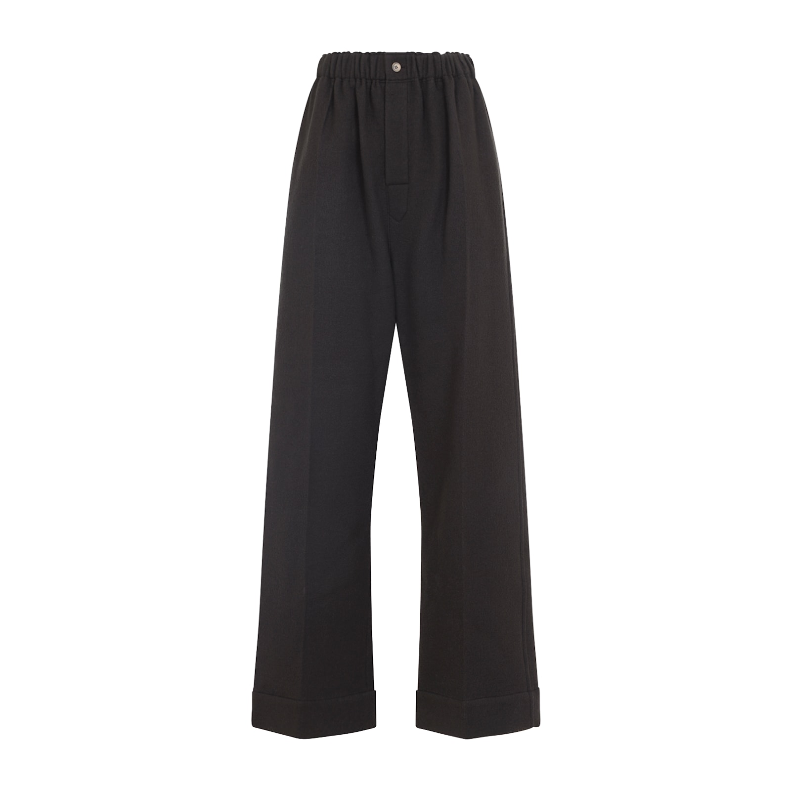 Carven Elasticated-waist Cuffed Straight Trousers In Black