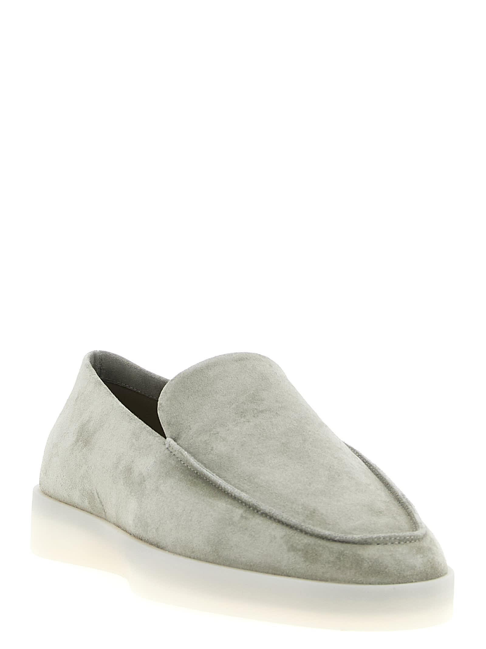 Fear Of God Suede Round Toe Loafers With Rubber Sole In Green