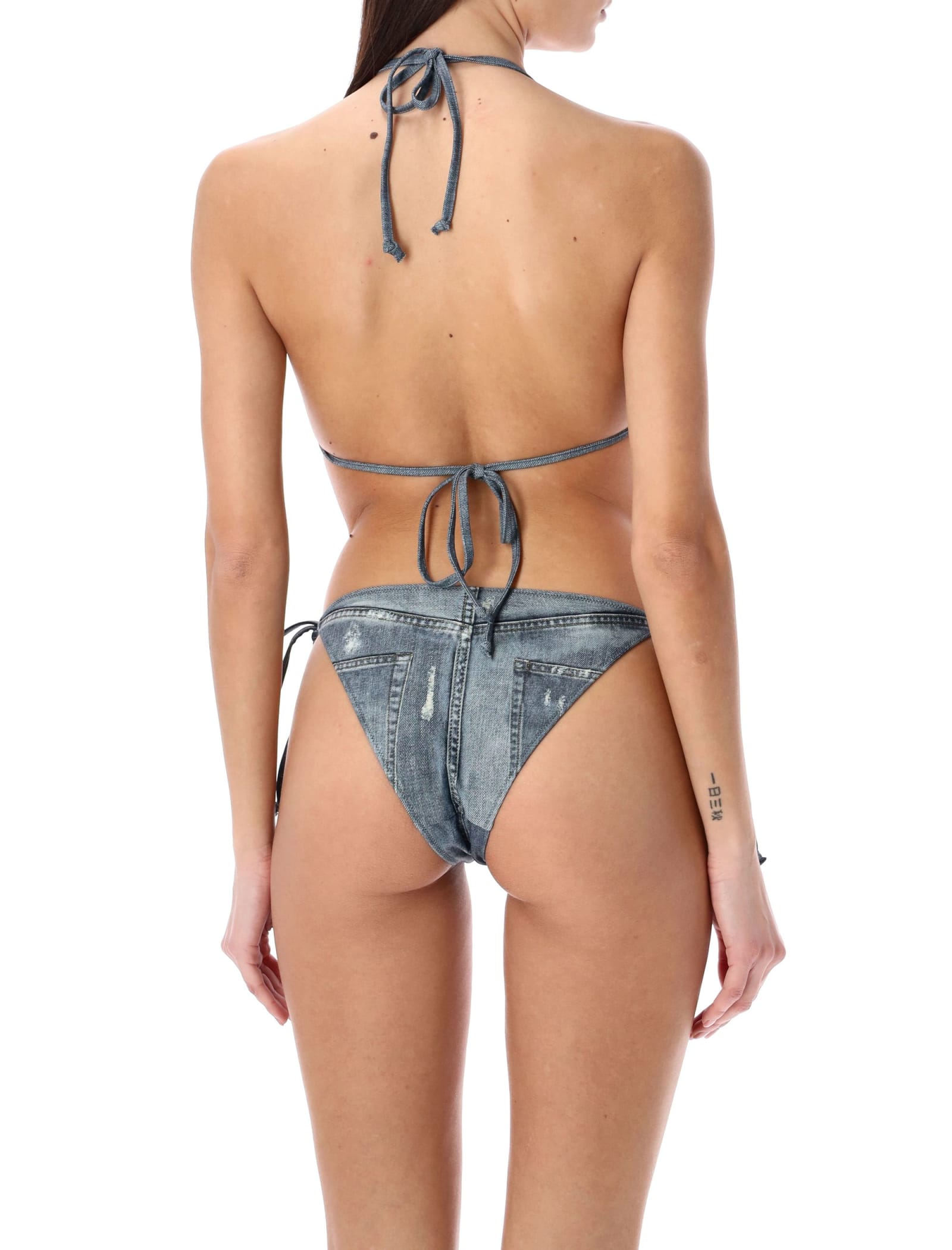 Shop Acne Studios Printed Bikini Set In Denim Blue