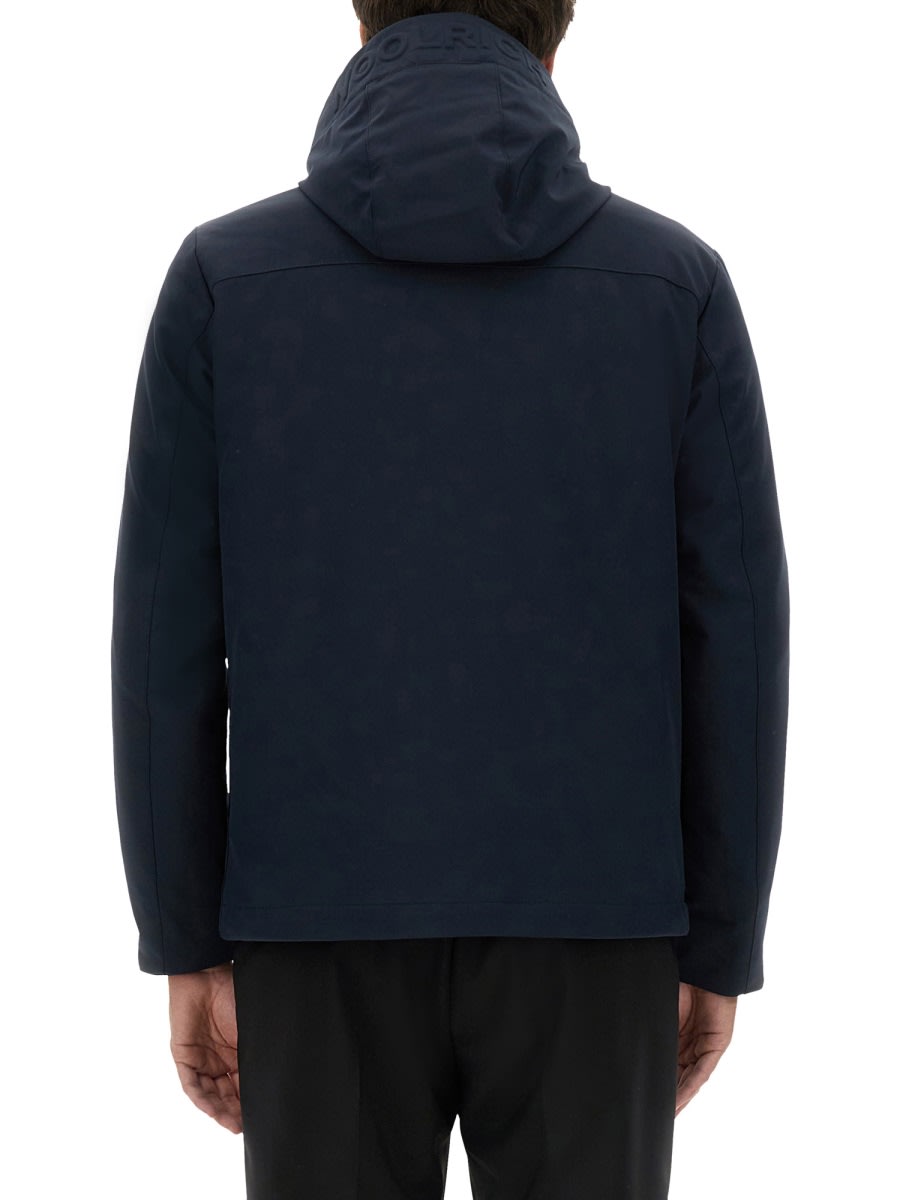 Woolrich Navy Stretch Nylon Jacket In Blue