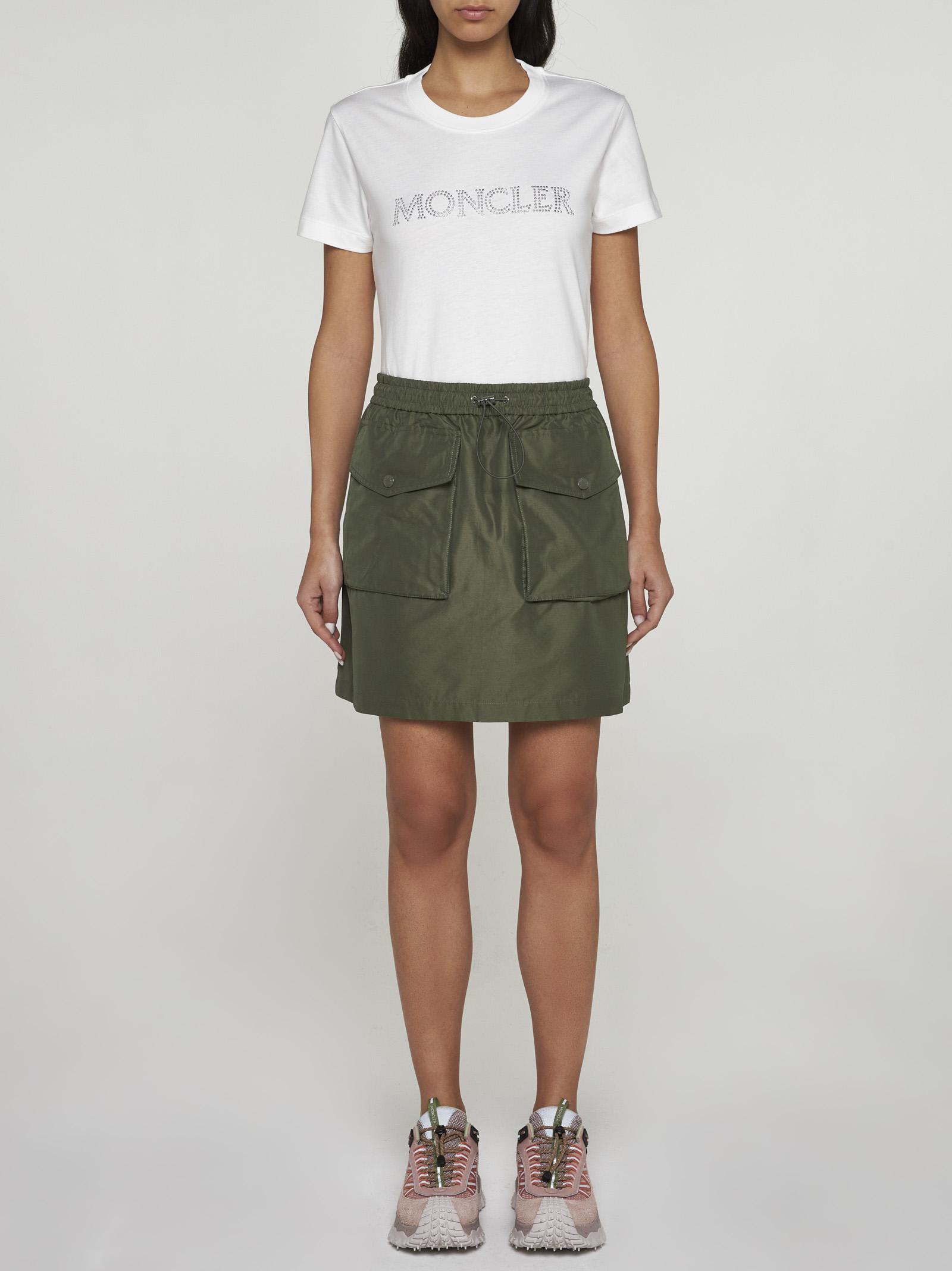 Shop Moncler Cotton-blend Miniskirt In Green