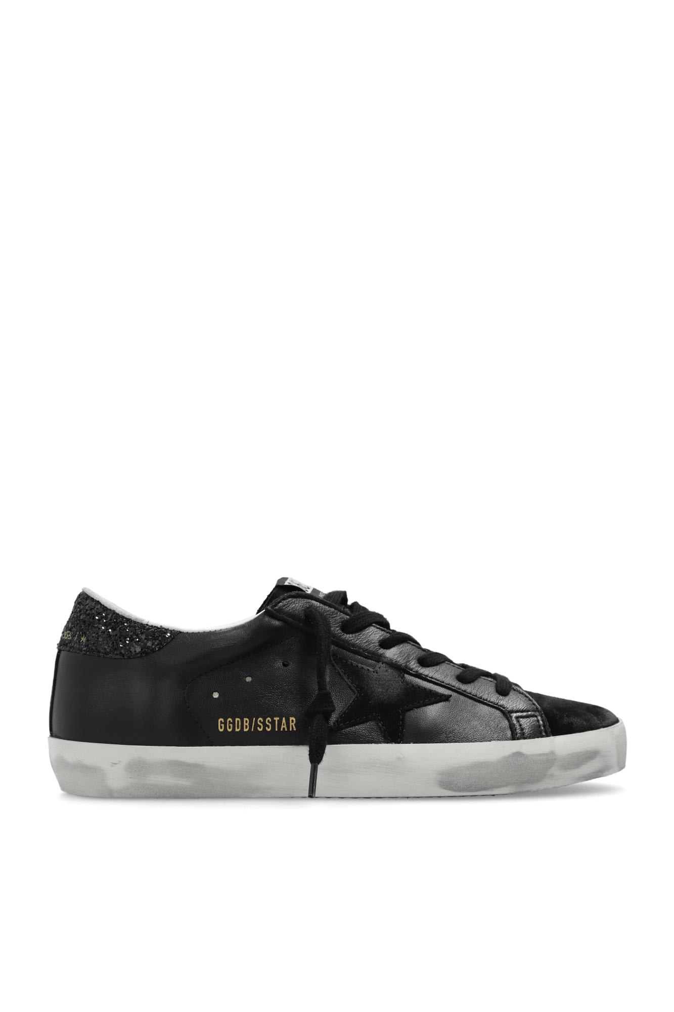 Golden Goose Textured Star Design Sneakers With Sparkling Accents In Black