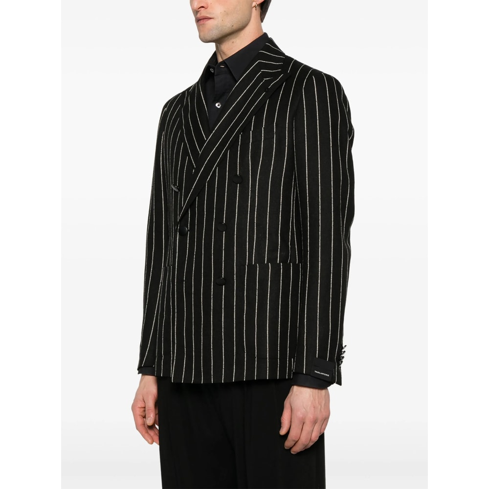 Tagliatore Striped Blazer In Black