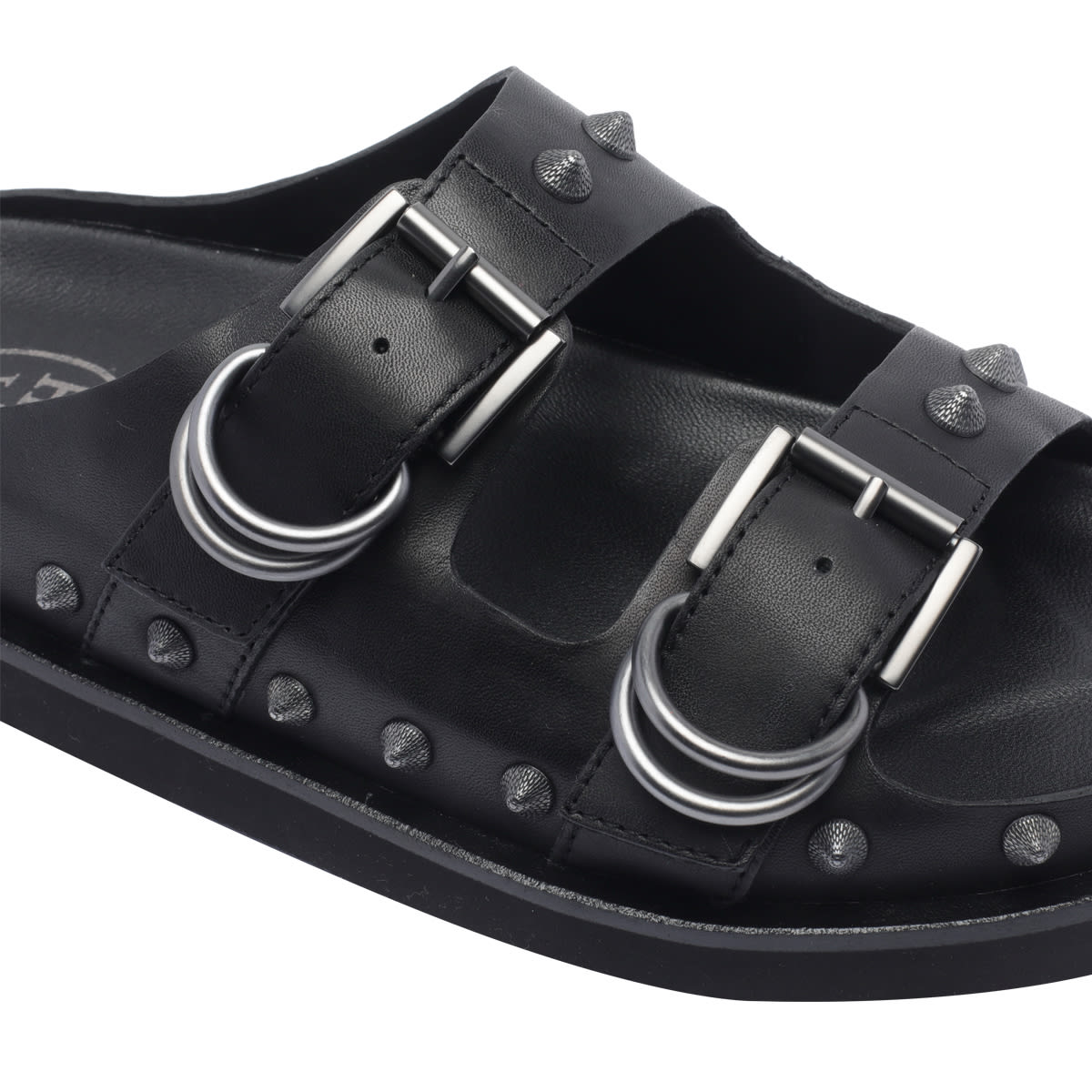 Ash Stud-detail Leather Sandals In Black