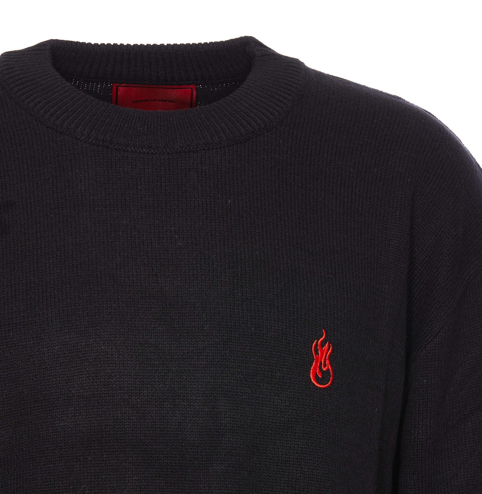 Shop Vision Of Super Flame Logo Sweater In Black