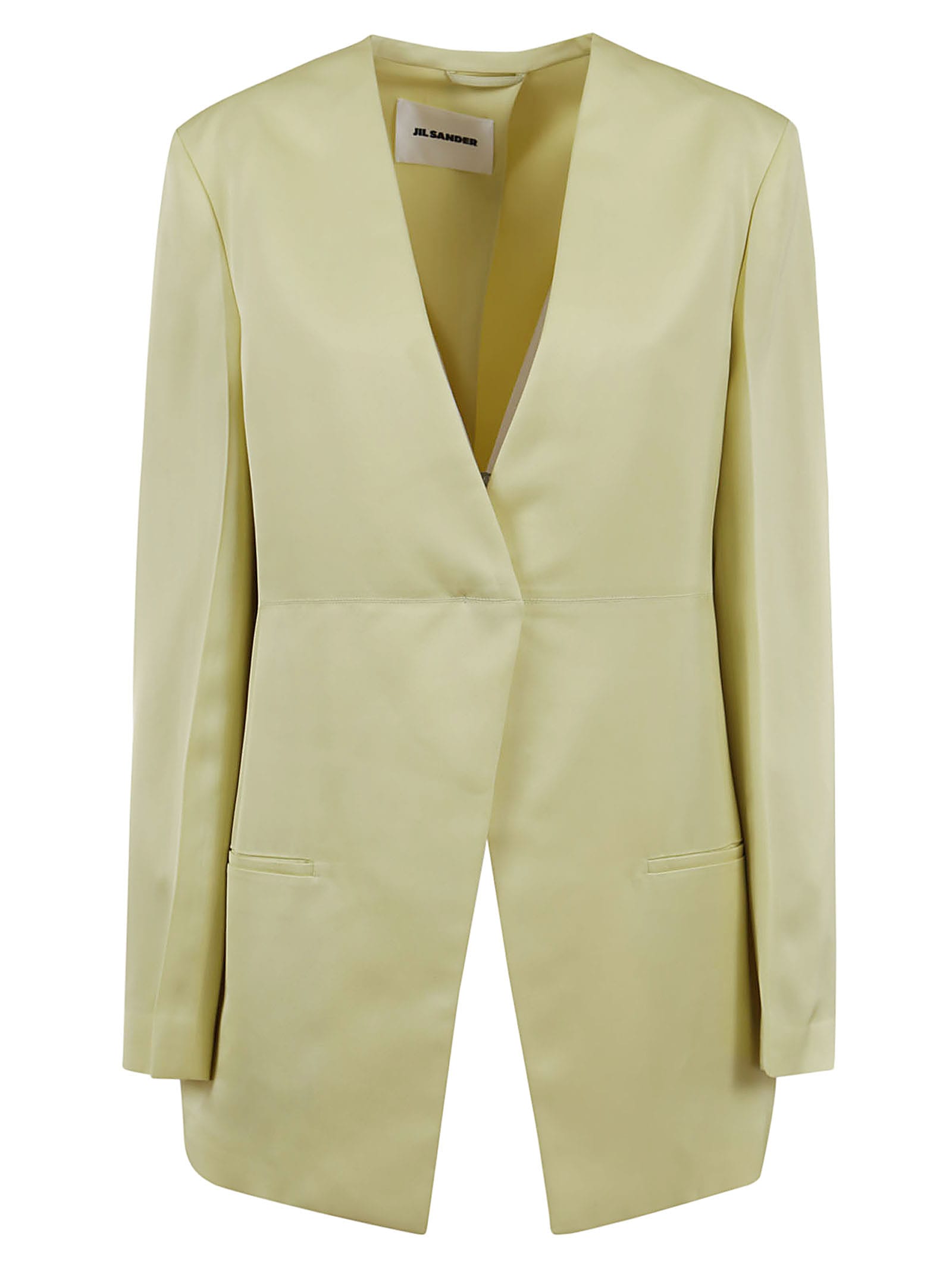 Jil Sander Tailor Made Single Breasted Collarless Jacket In Lime Wash
