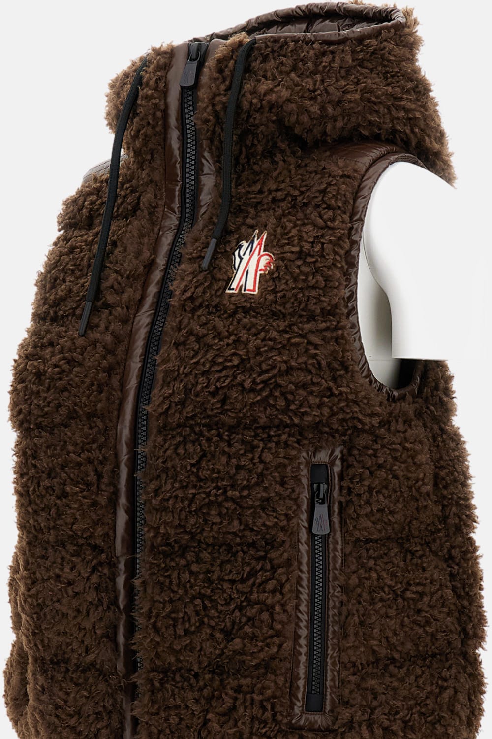 Moncler Fleece Vest In Brown