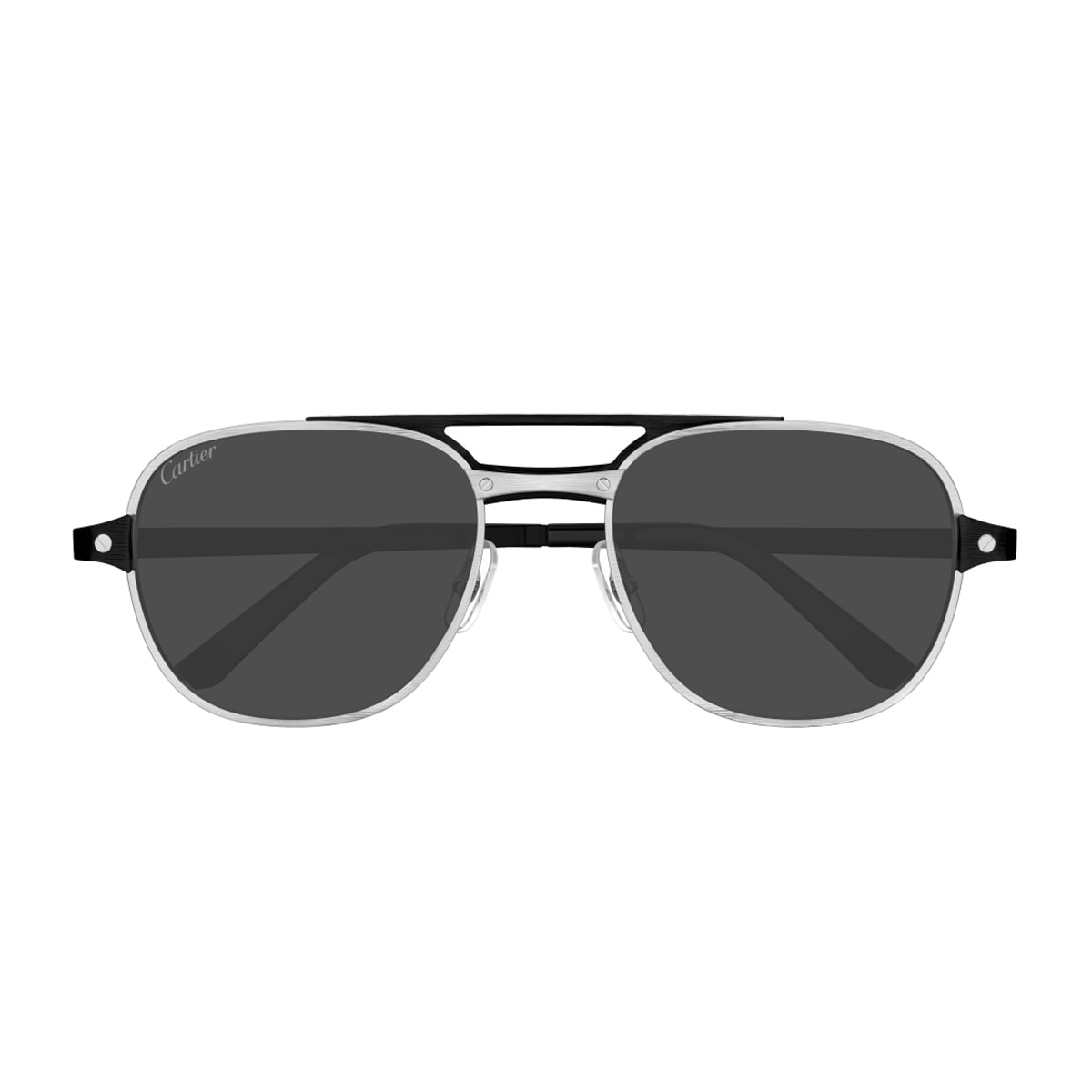 Cartier Eyewear Cartier Ct0477s Santos De Cartier 001 Silver Black Smoke Polarized Glasses