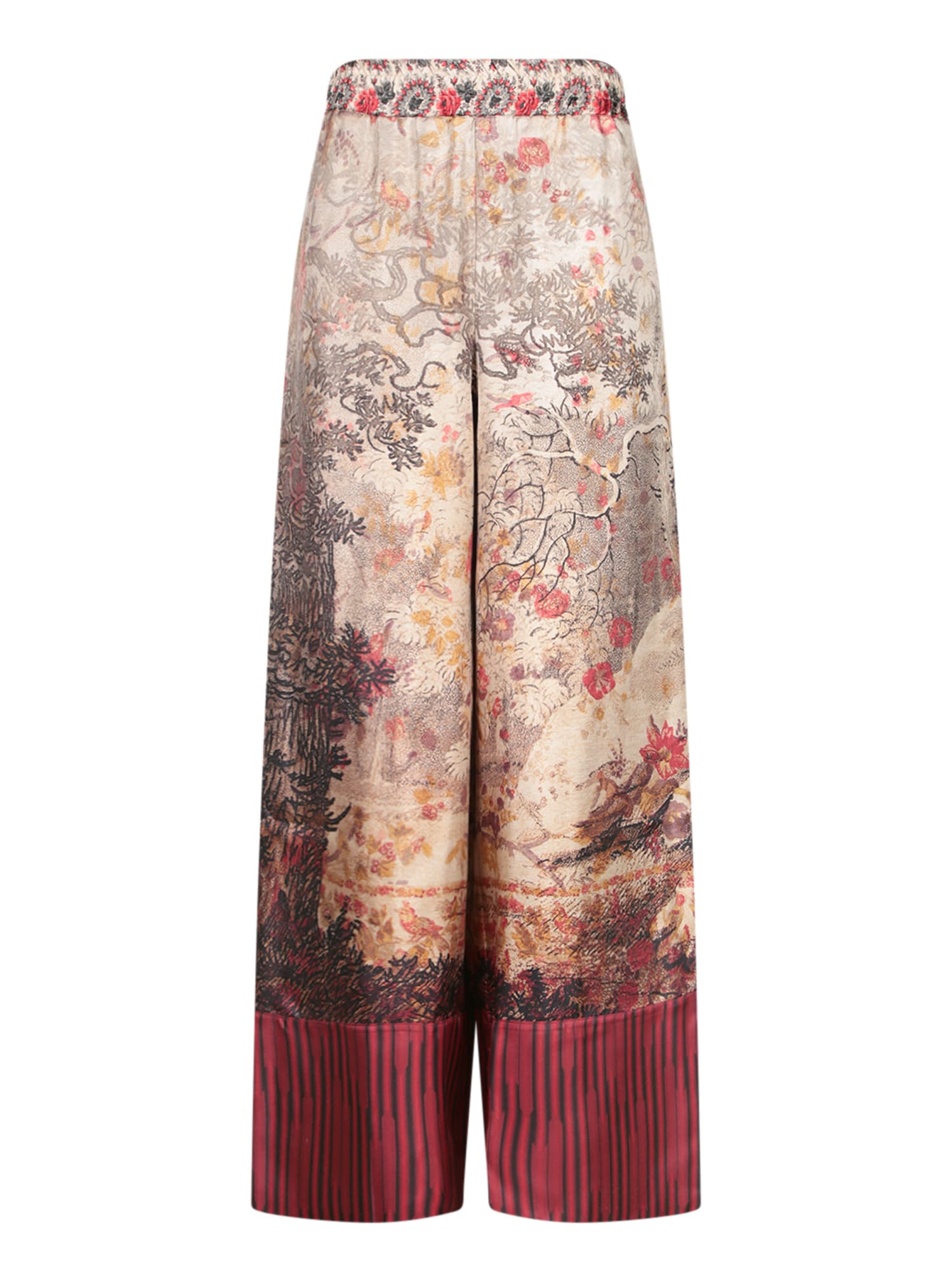 PIERRE-LOUIS MASCIA RED-BEIGE PRINT TROUSERS