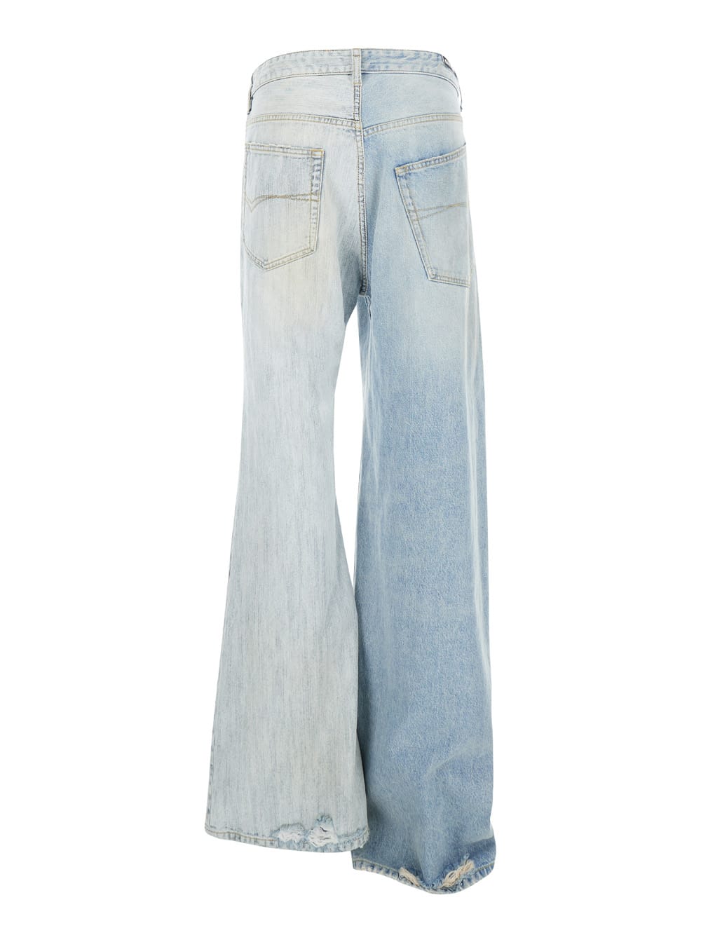 Shop Balenciaga Fifty-fifty Light Blue Jeans With Asymmetric Legs In Denim Women