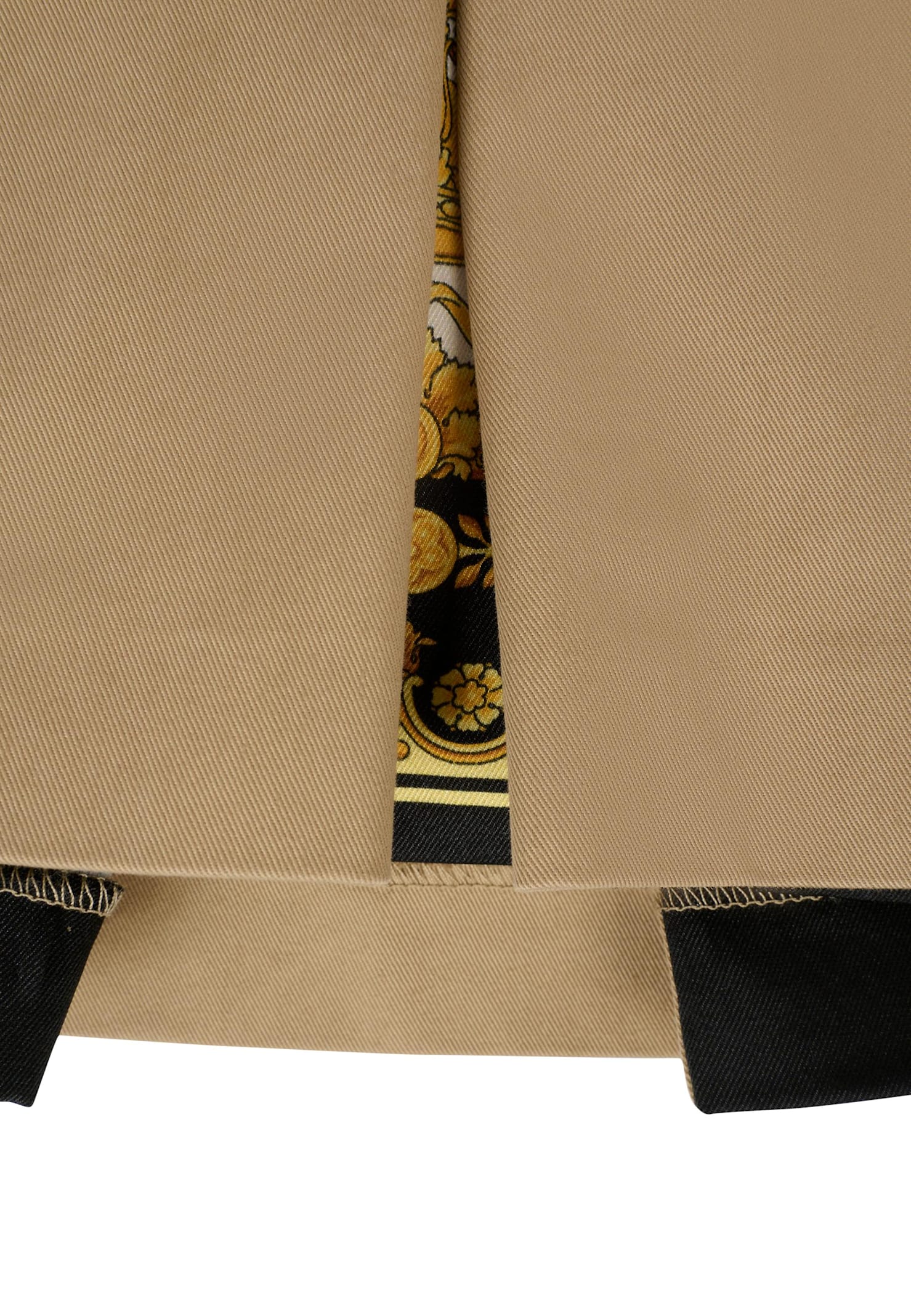 Versace Beige Skirt For Baby Girl With Barocco Print In Brown