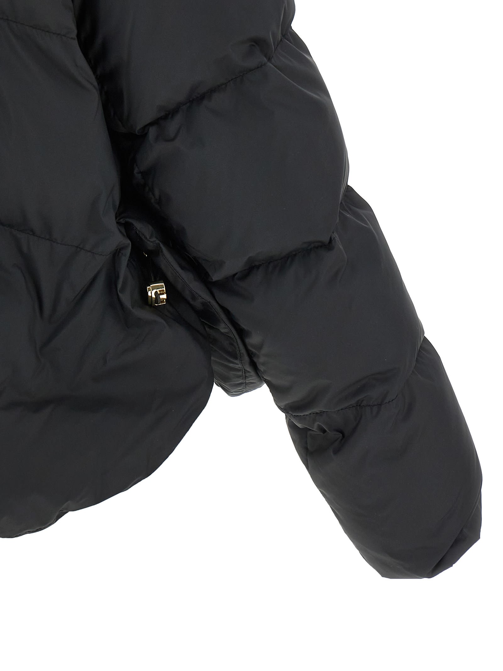 Pinko Padded Down Jacket With High Wrap-around Collar In Black