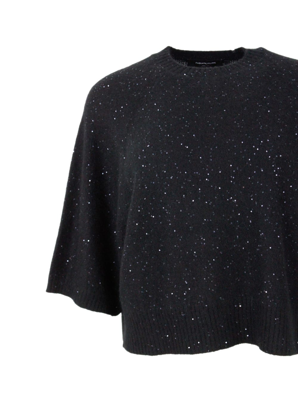 Fabiana Filippi Sequin-embellishment Ribbed Sweater In Black