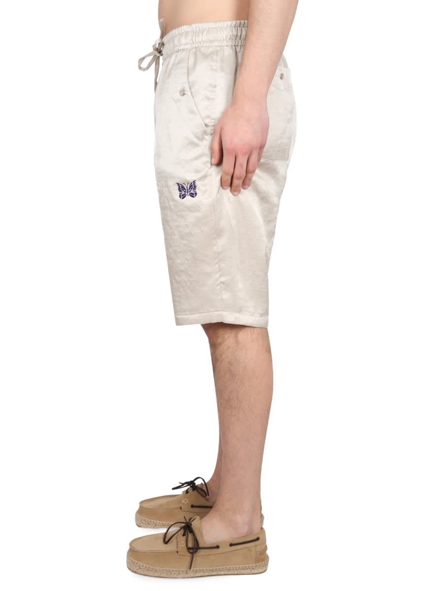 Needles Elastic Waistband Cowboy Bermuda Shorts In Beige