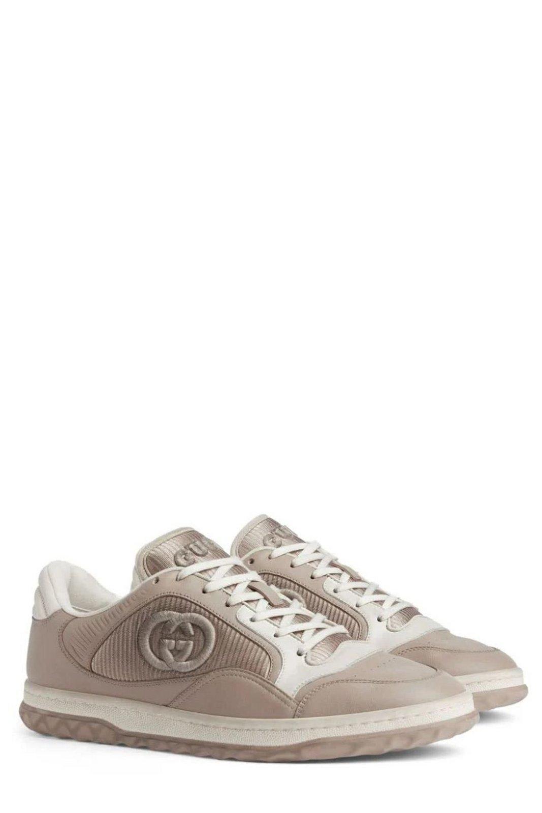 Shop Gucci Logo Embroidered Low-top Sneakers In Oat
