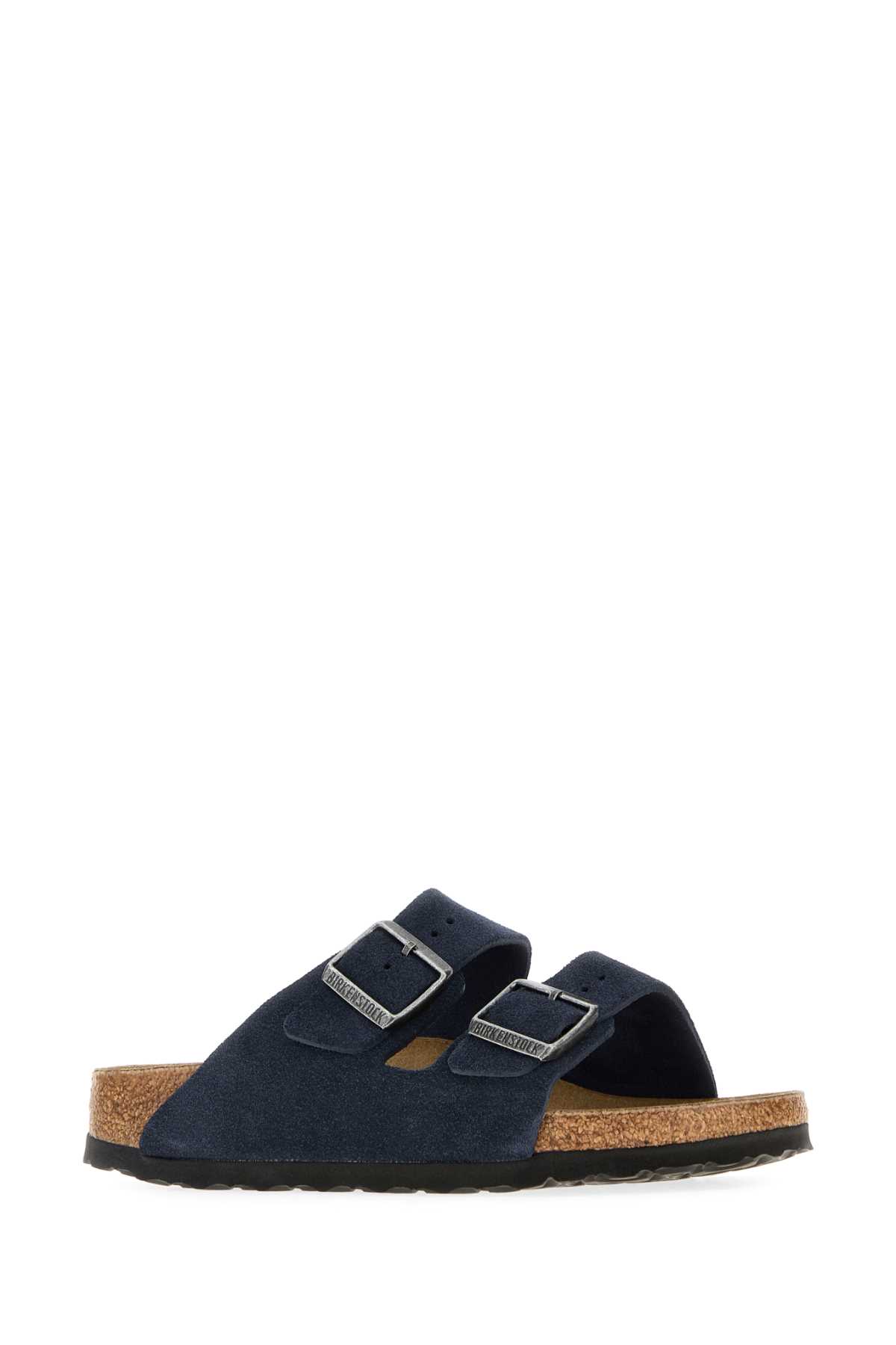 Birkenstock Suede Arizona Open Toe Slippers In Blue