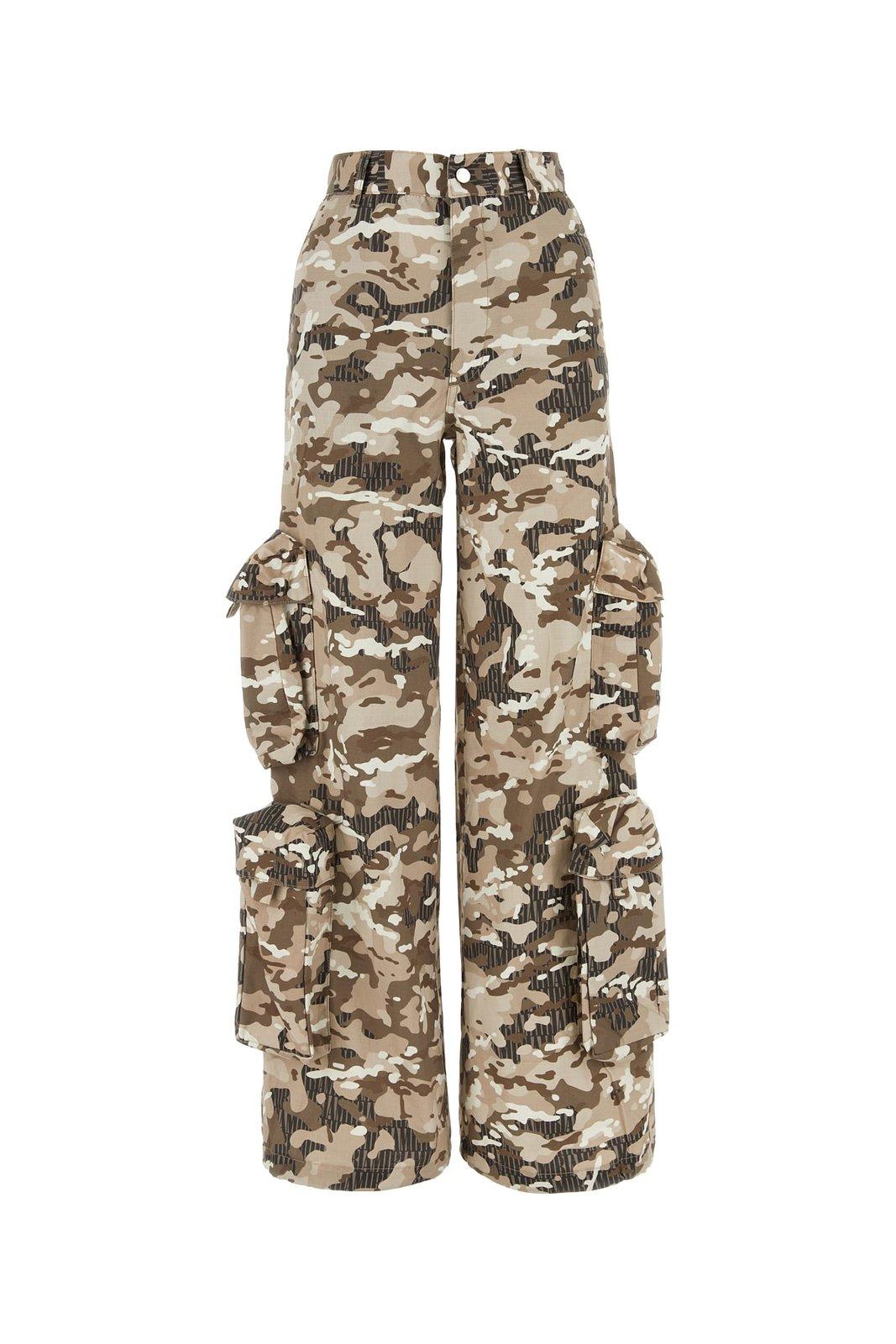 Camouflage-pattern Drawstring-cuff Cargo Pants