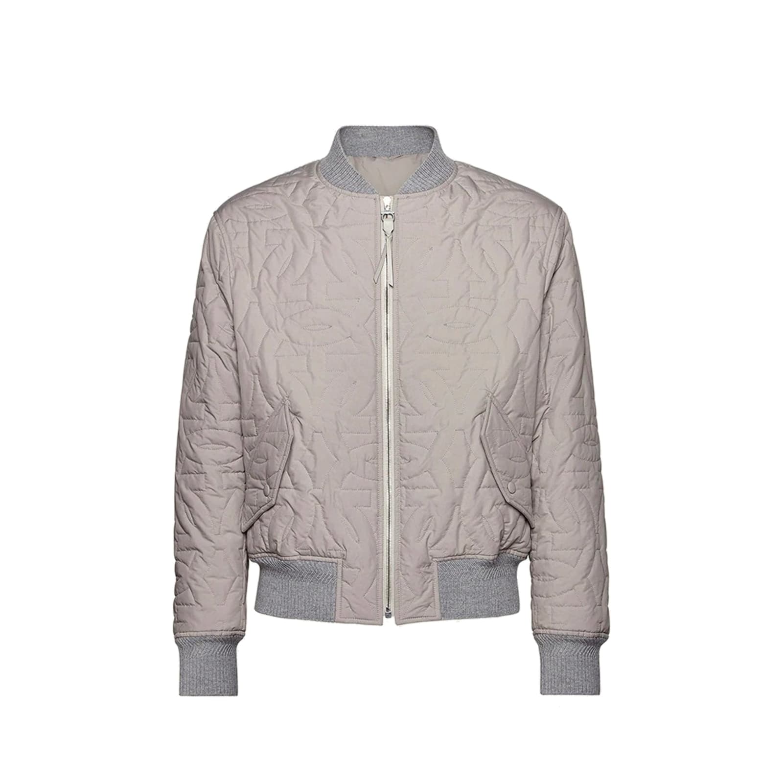 Shop Ferragamo Quilted Bomber Jacket In Gray