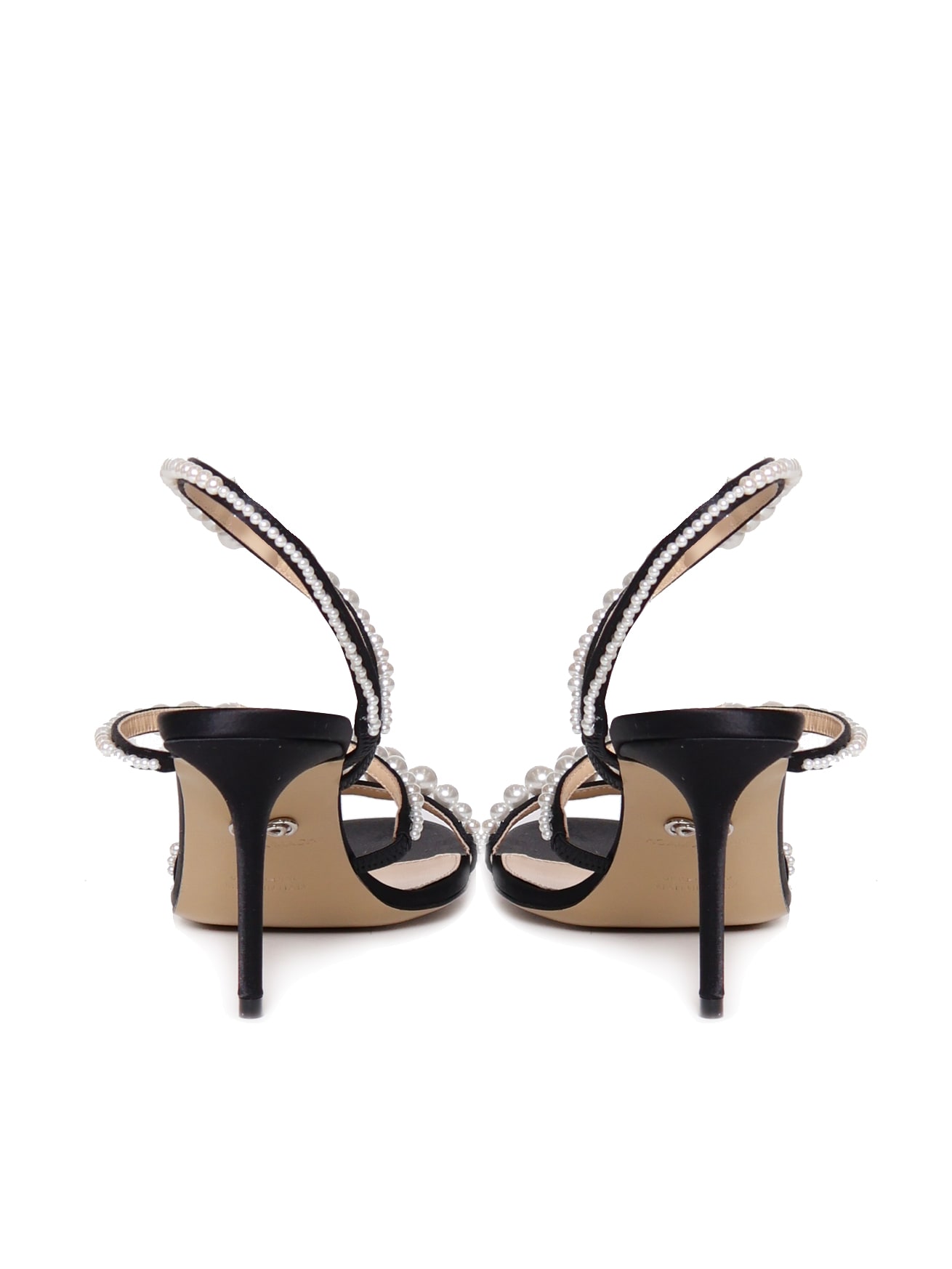 Mach & Mach Sirene Sandals With Satin And Pearls In Black