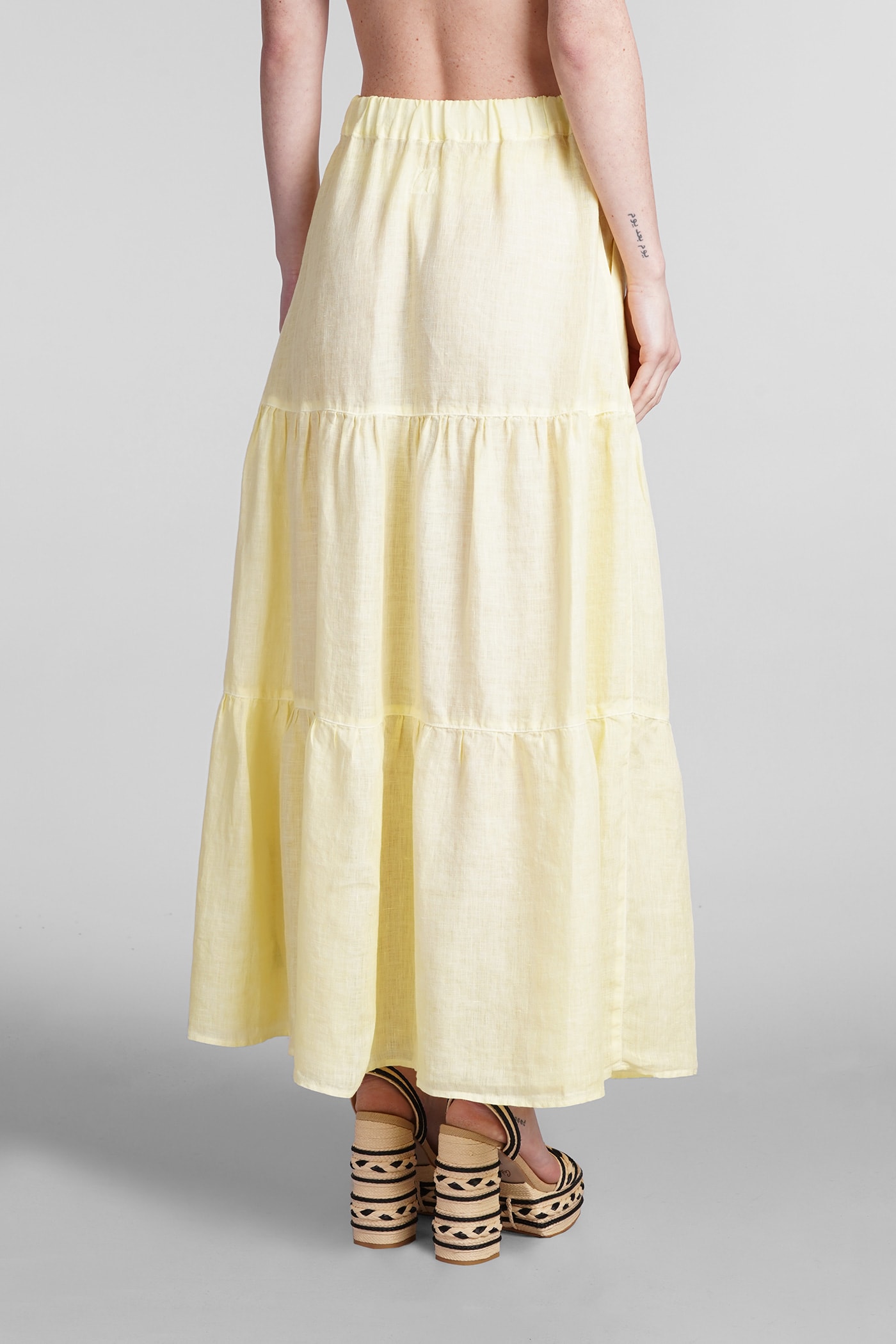 Shop 120% Lino Skirt In Yellow Linen