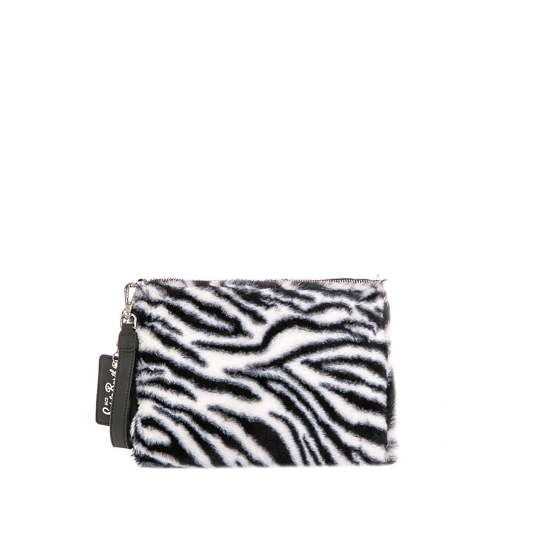 Parisienne Furry Cross-body Bag Pochette With Zebra Print