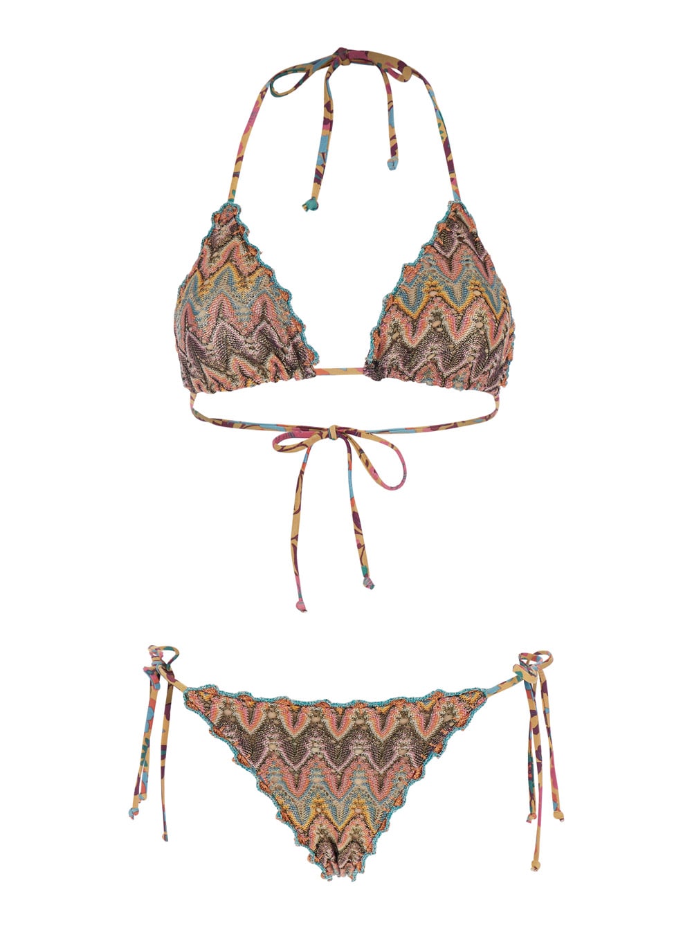 Multicolor Bikini With All-over Print In Tech Fabricr Woman