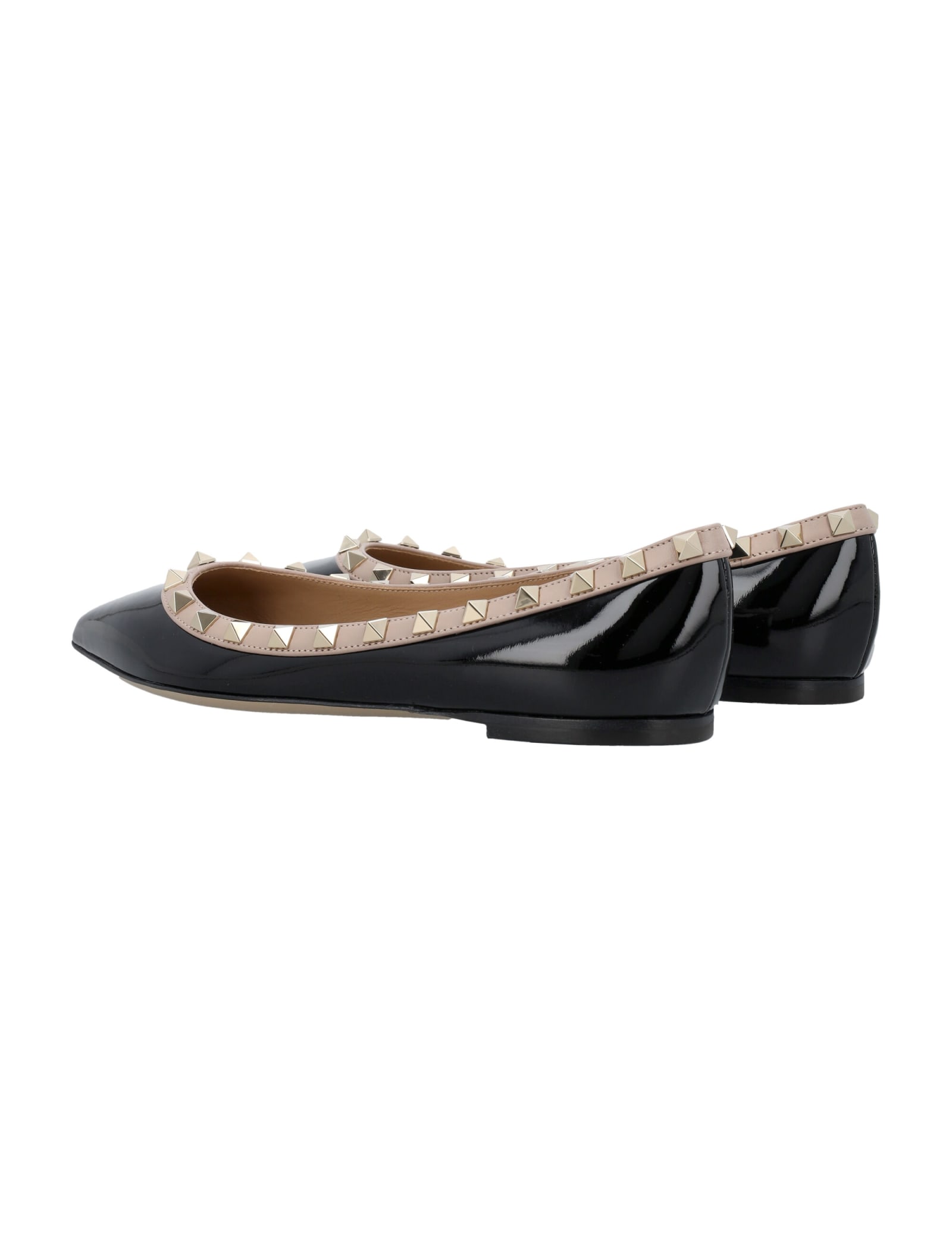 Shop Valentino Rockstud Ballerina In Nero/poudre