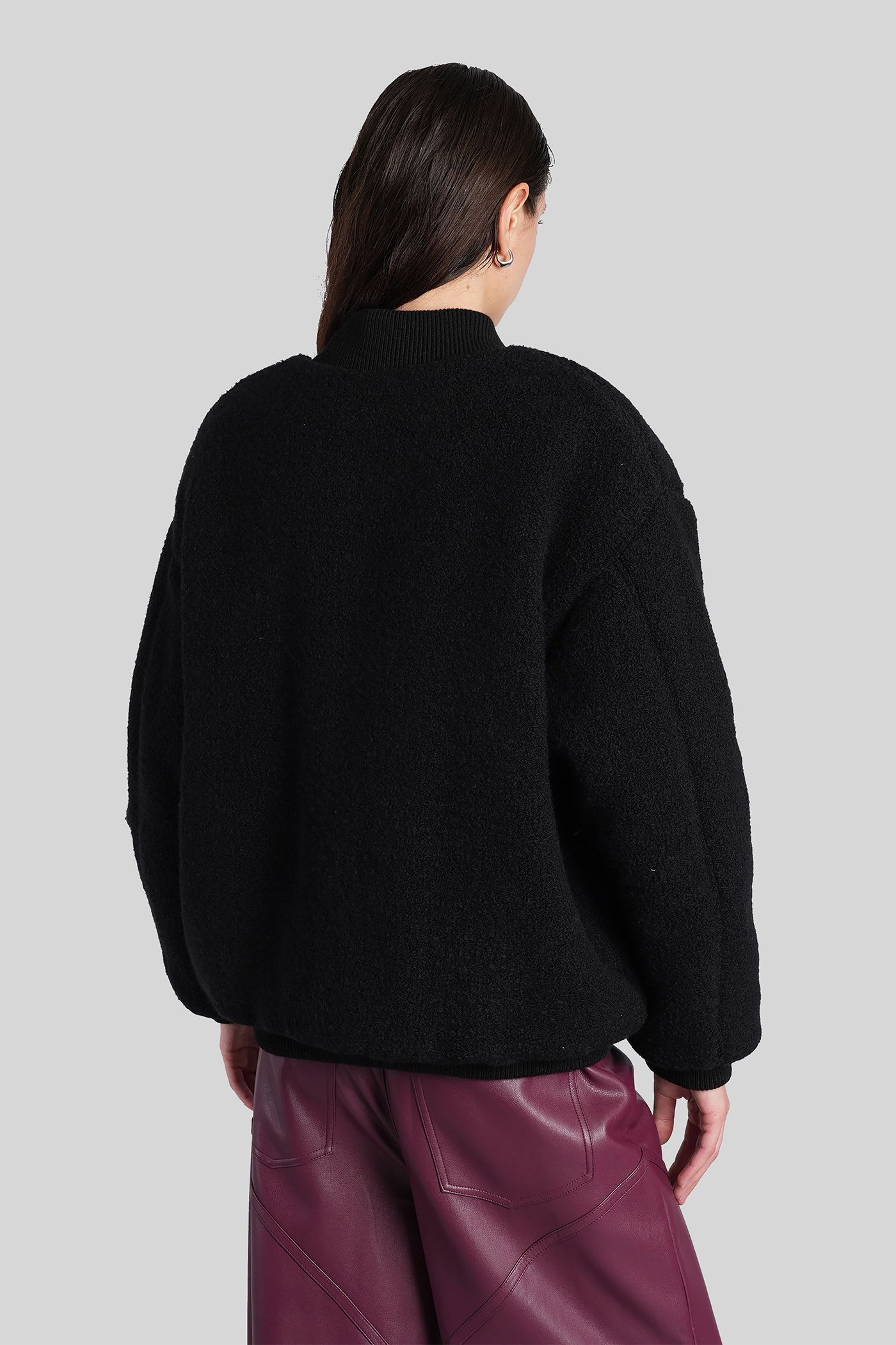 Laneus Bomber Jacket In Black Wool In Black