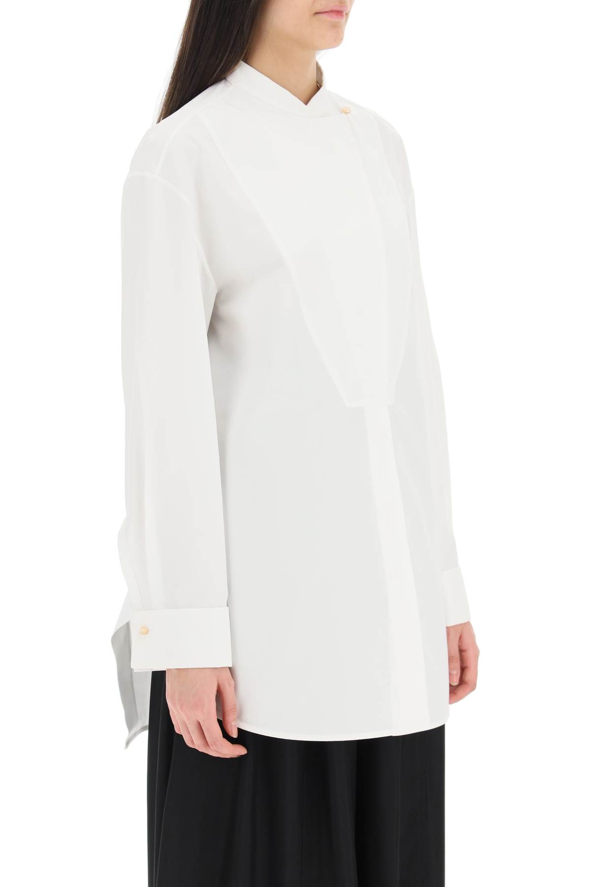 Shop Jil Sander Long-sleeved Shirt With Plastron In Optic White (white)